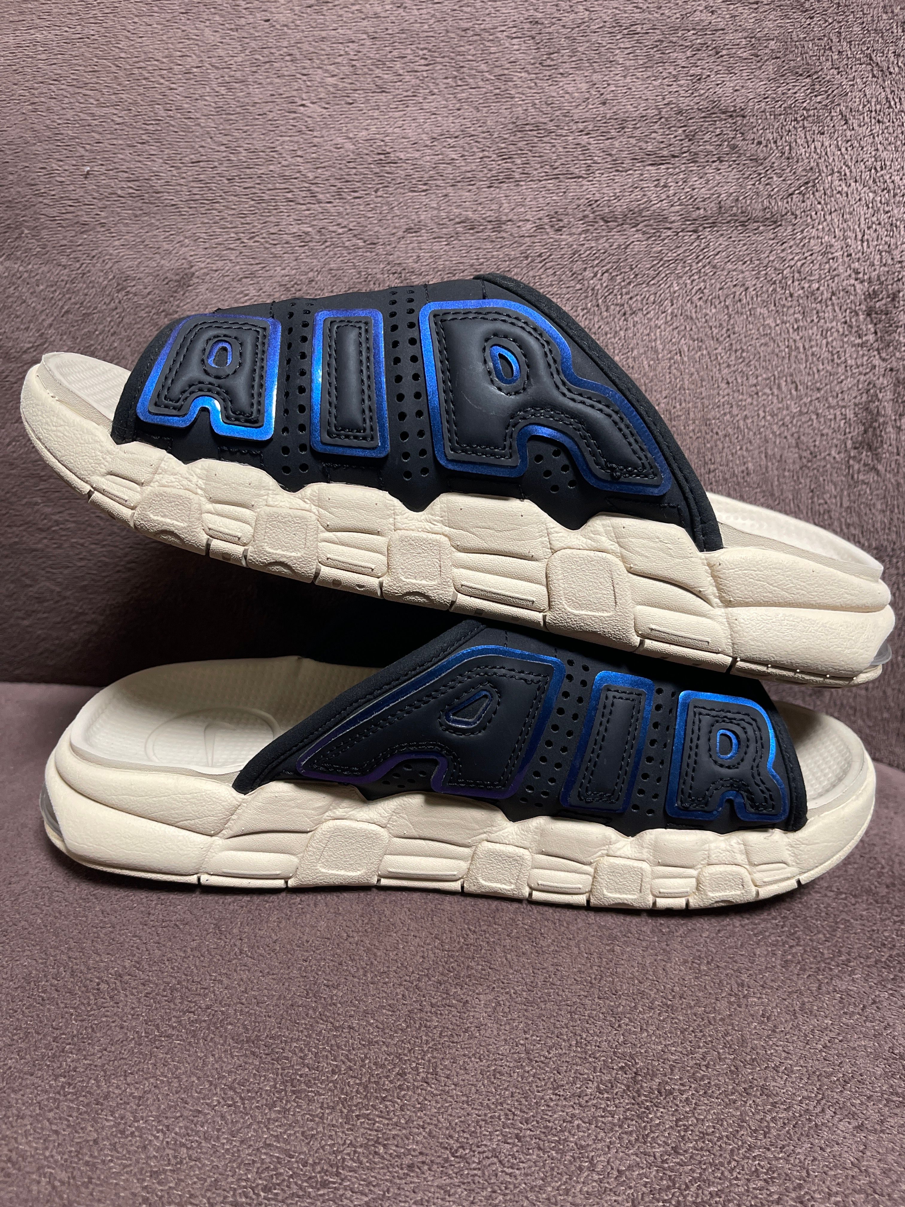 Nike Air More Uptempo Slide "Black and Sanddrift" (FB7799-001/FB7802-001)