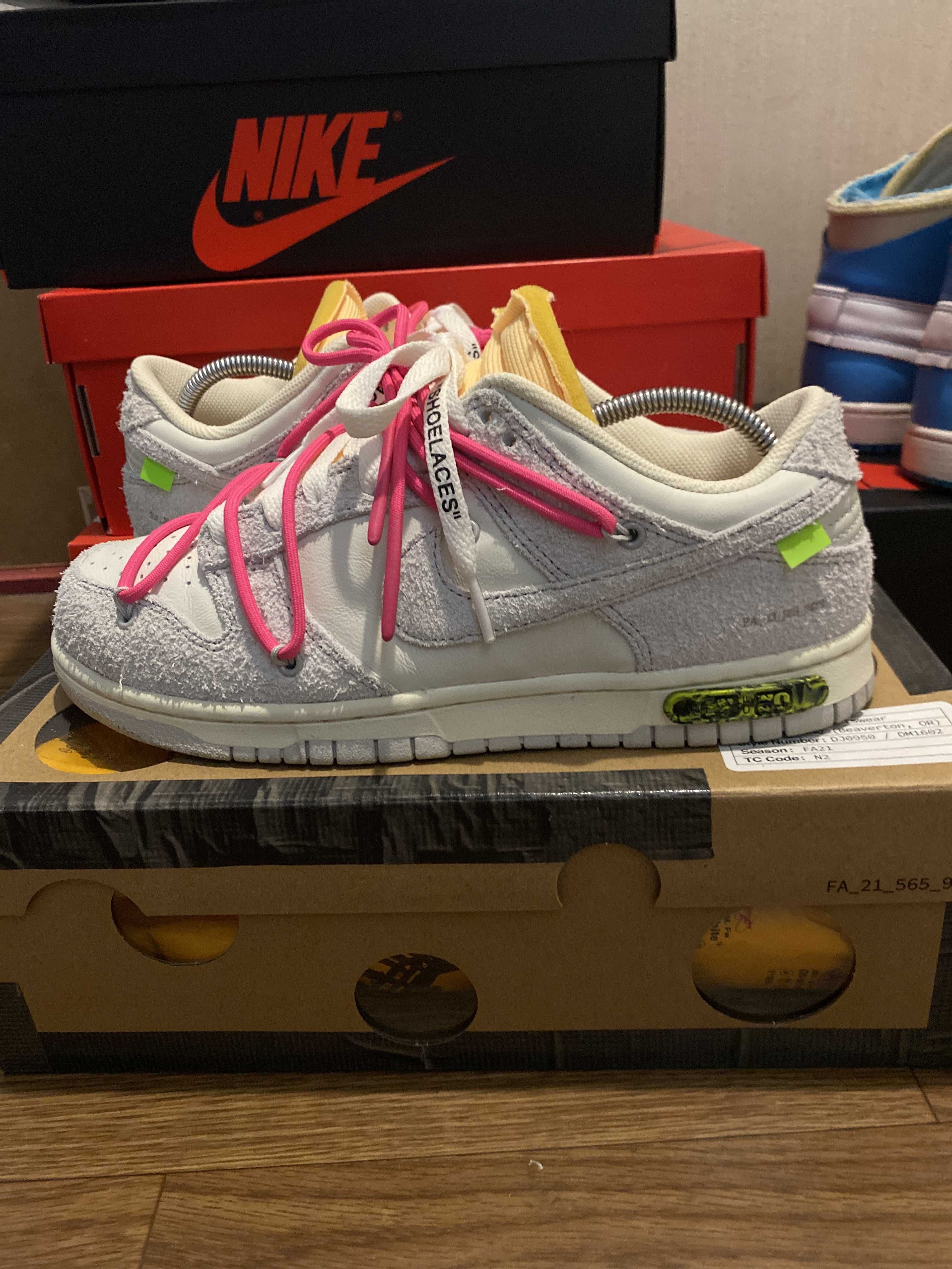 Off-White × Nike Dunk Low "Sail/Neutral Gray/Hyper Pink"