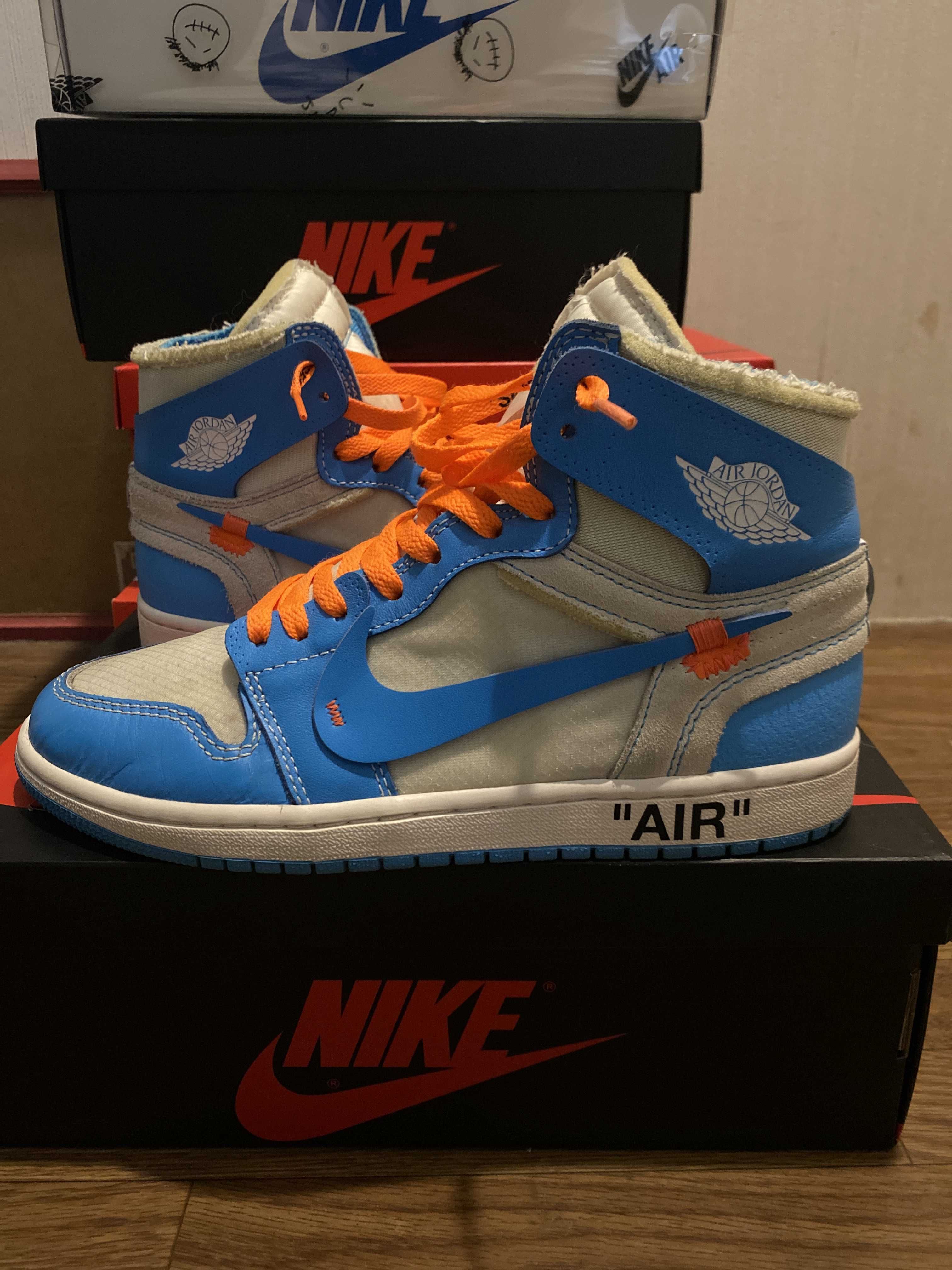 Off-White × Nike Air Jordan 1 High UNC "White/Dark Powder Blue"