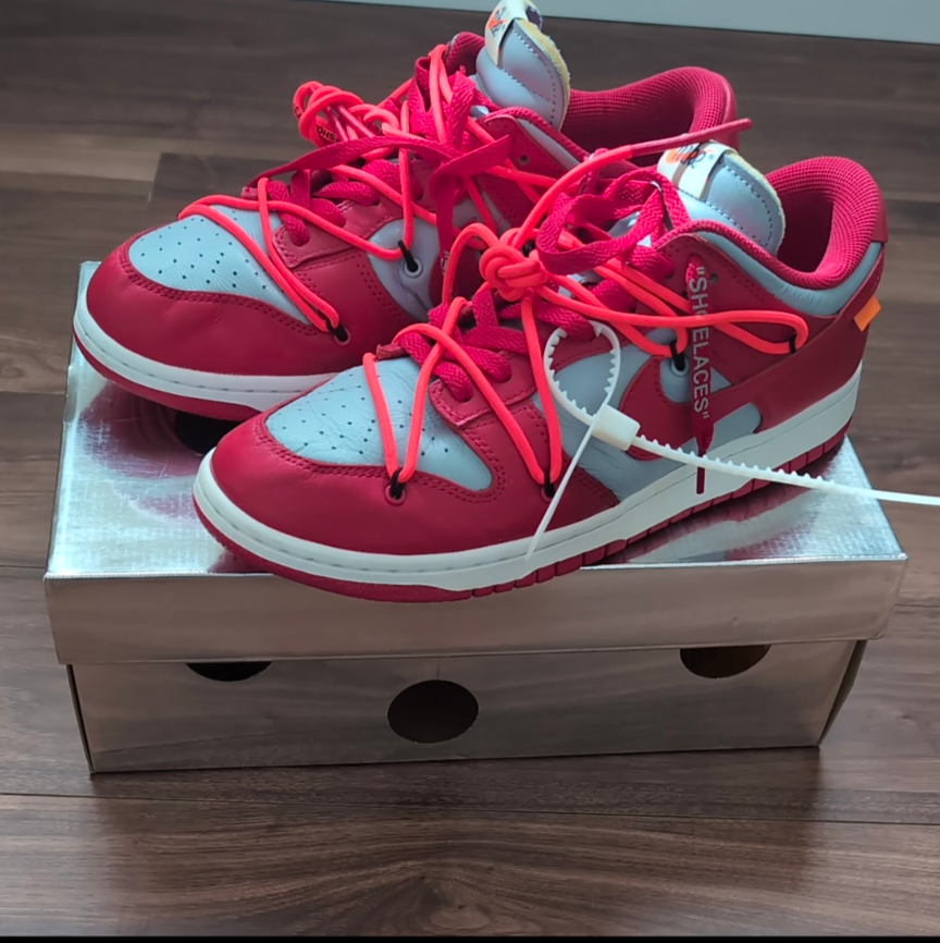 Off-White × Nike Dunk Low "University Red/Wolf Grey"