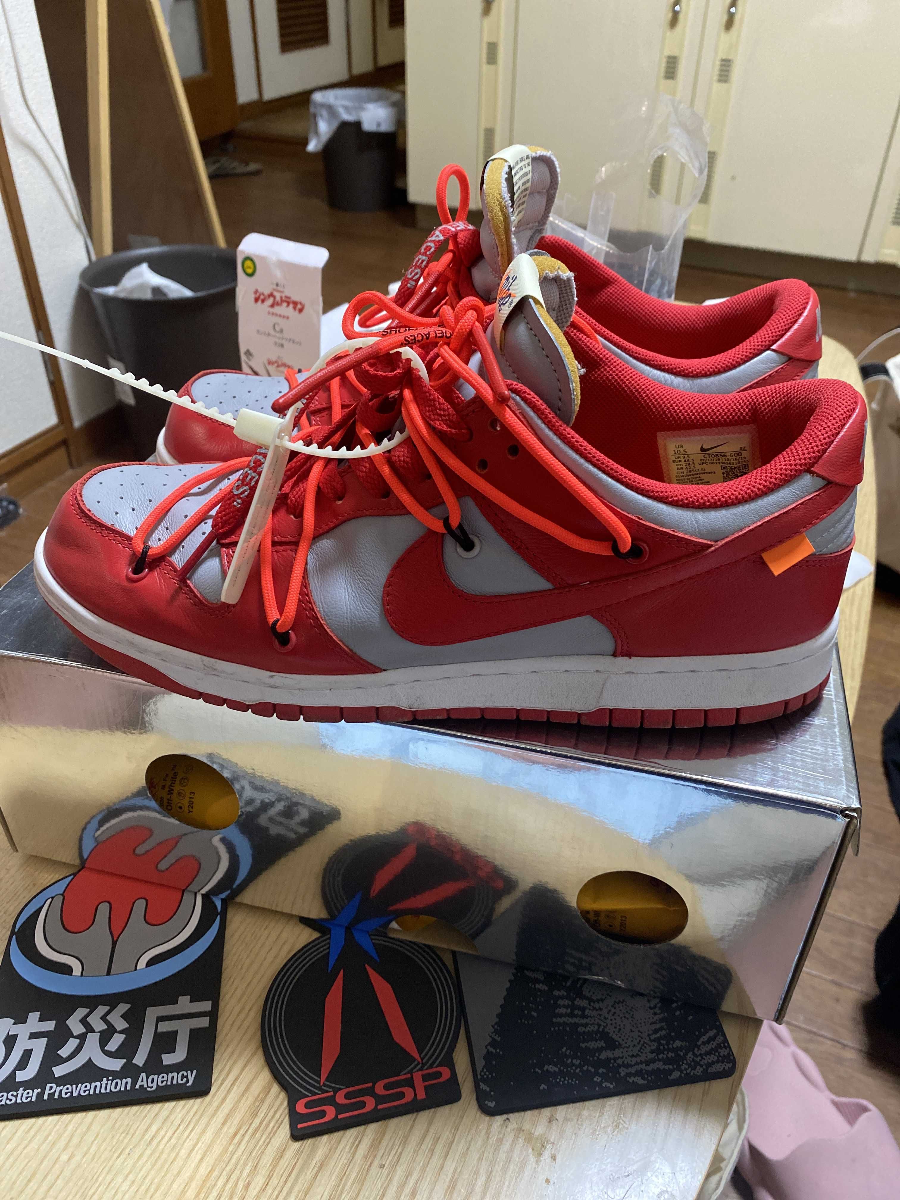 Off-White × Nike Dunk Low "University Red/Wolf Grey"