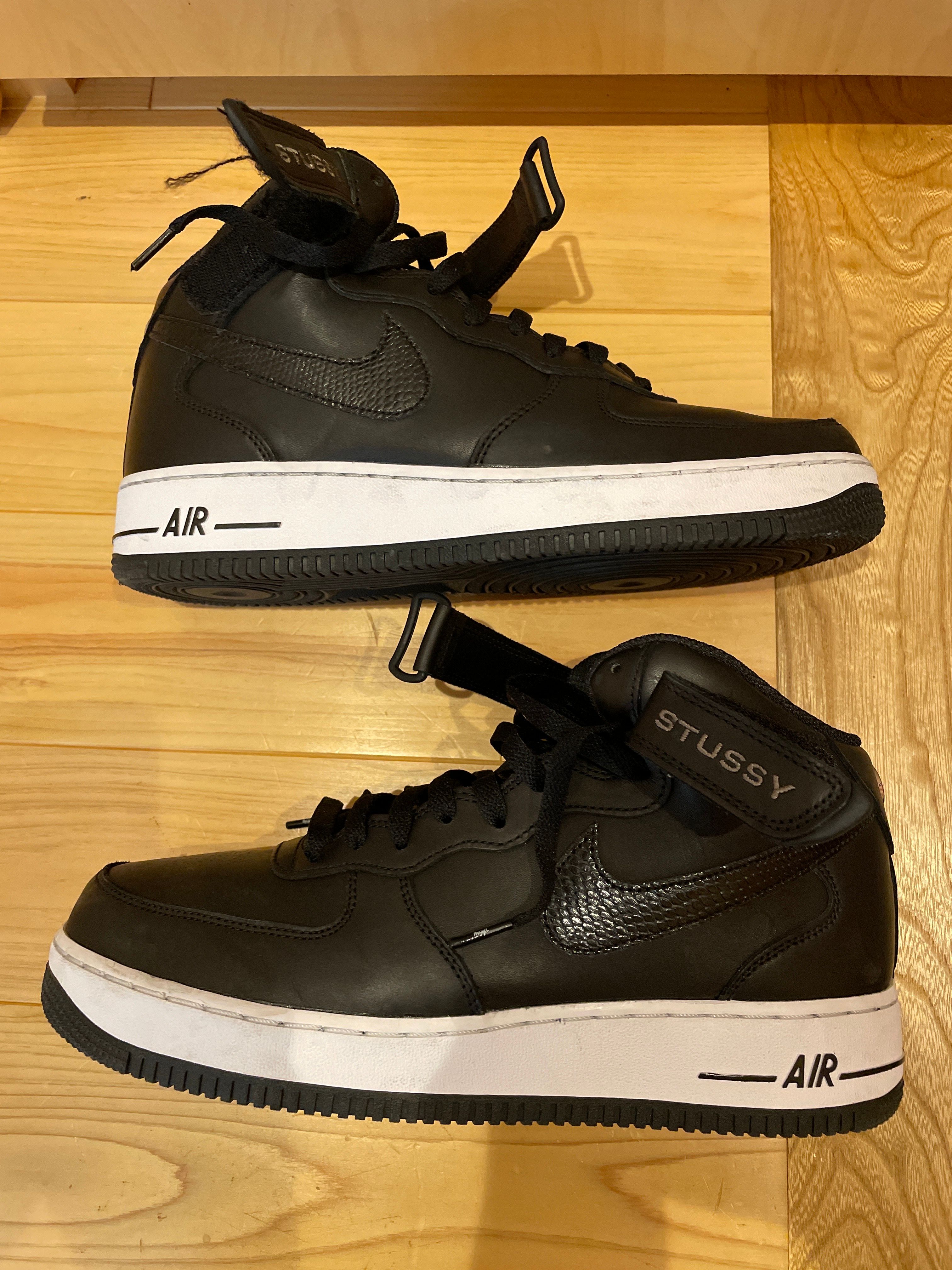 Stussy × Nike Air Force 1 Mid "Black/Black"