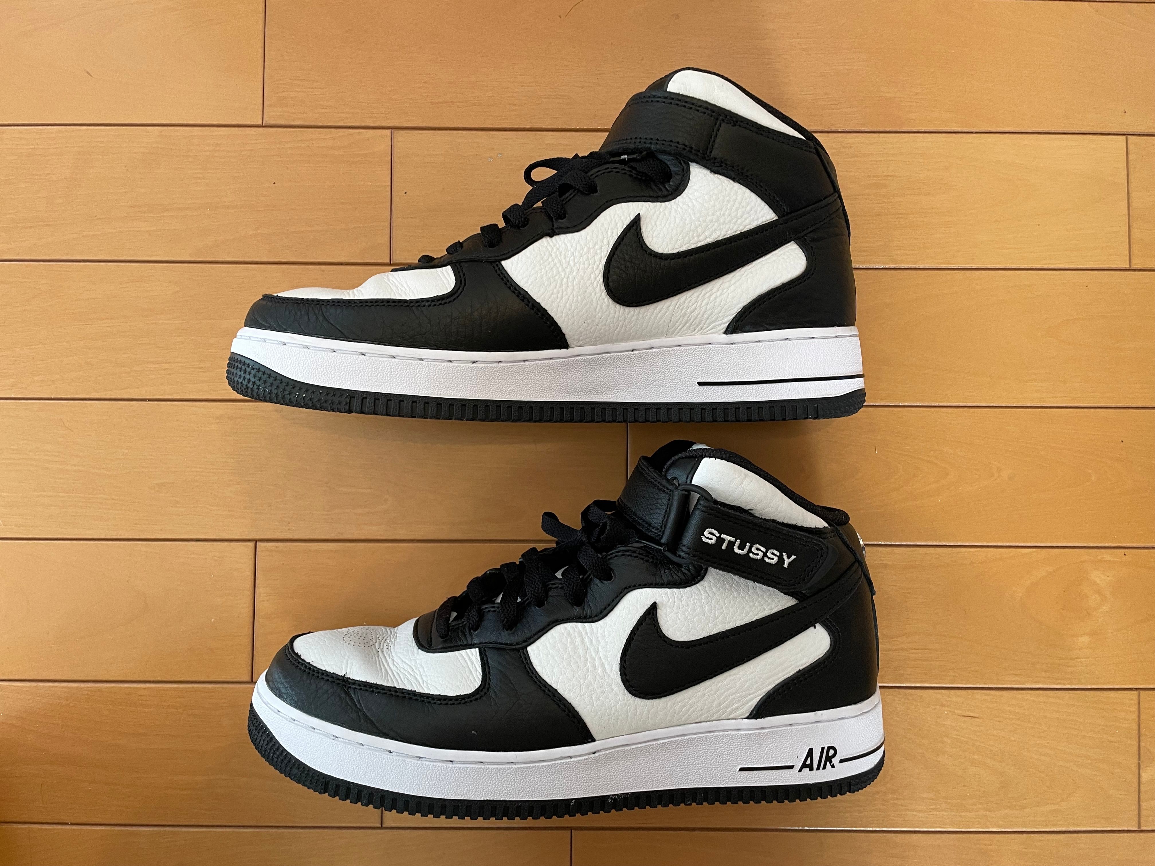 Stussy × Nike Air Force 1 Mid "Black and Light Bone"