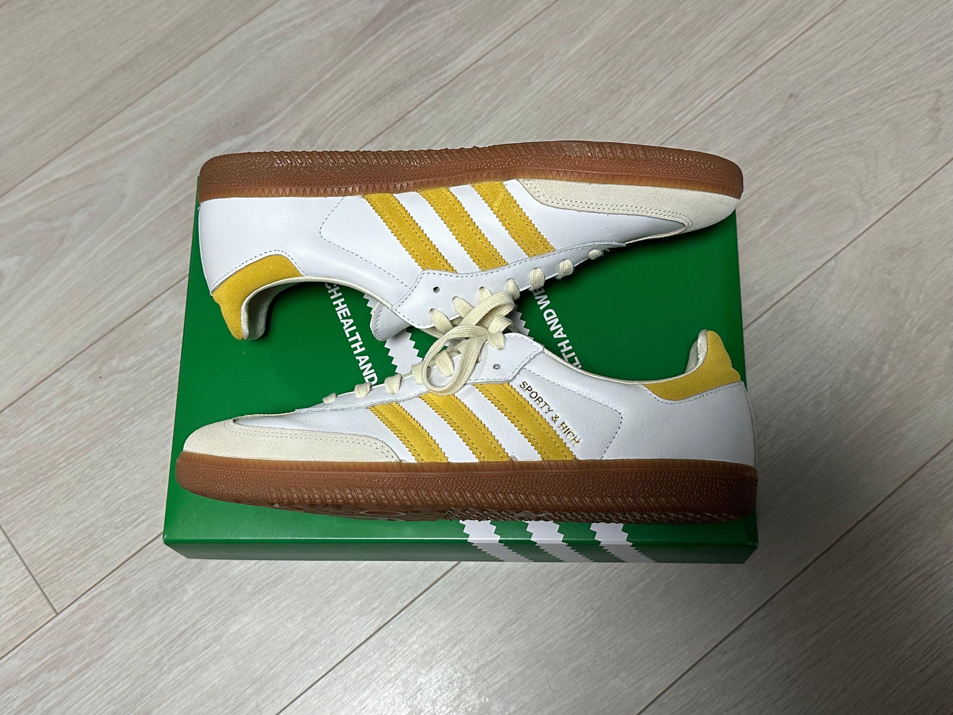 Sporty & Rich × adidas Samba OG "White/Bold Gold"