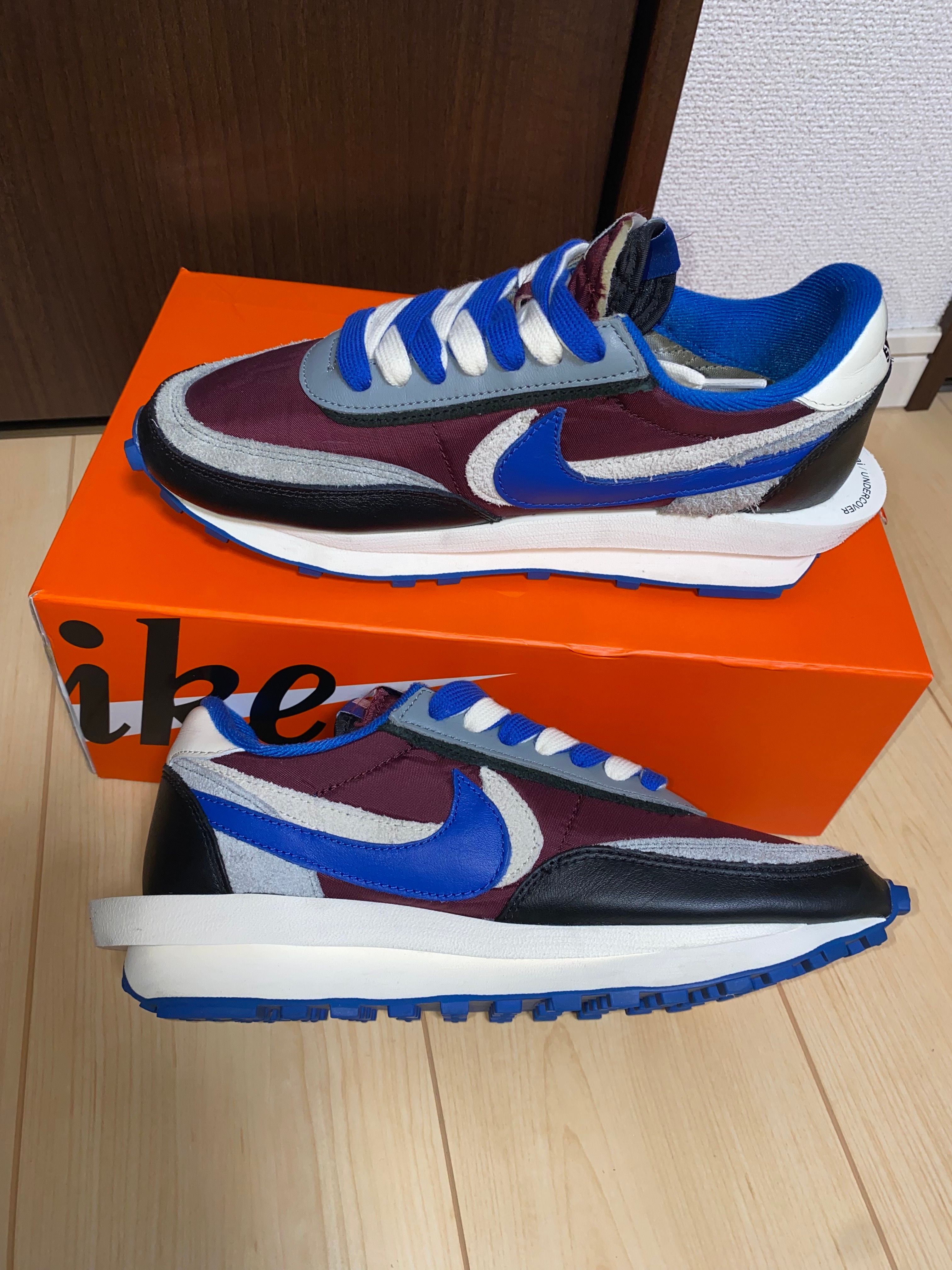 UNDERCOVER × sacai × Nike LD Waffle "Night Maroon/Pale Ivory-Ground Grey-Team Royal"