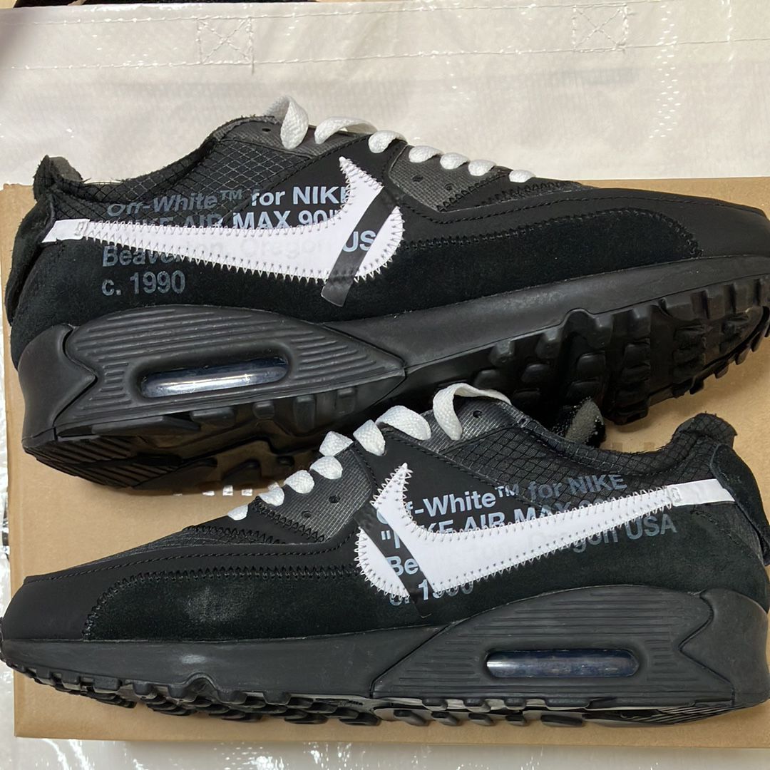 Off-White × Nike Air Max 90 "Black/Black-Cone-White"