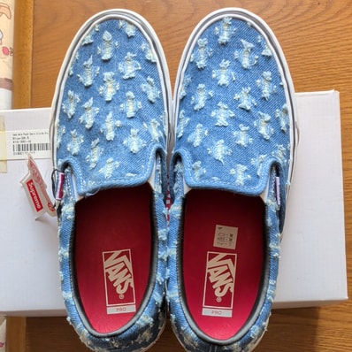 Supreme × Vans Slip-On Hole Punch Denim "Blue"
