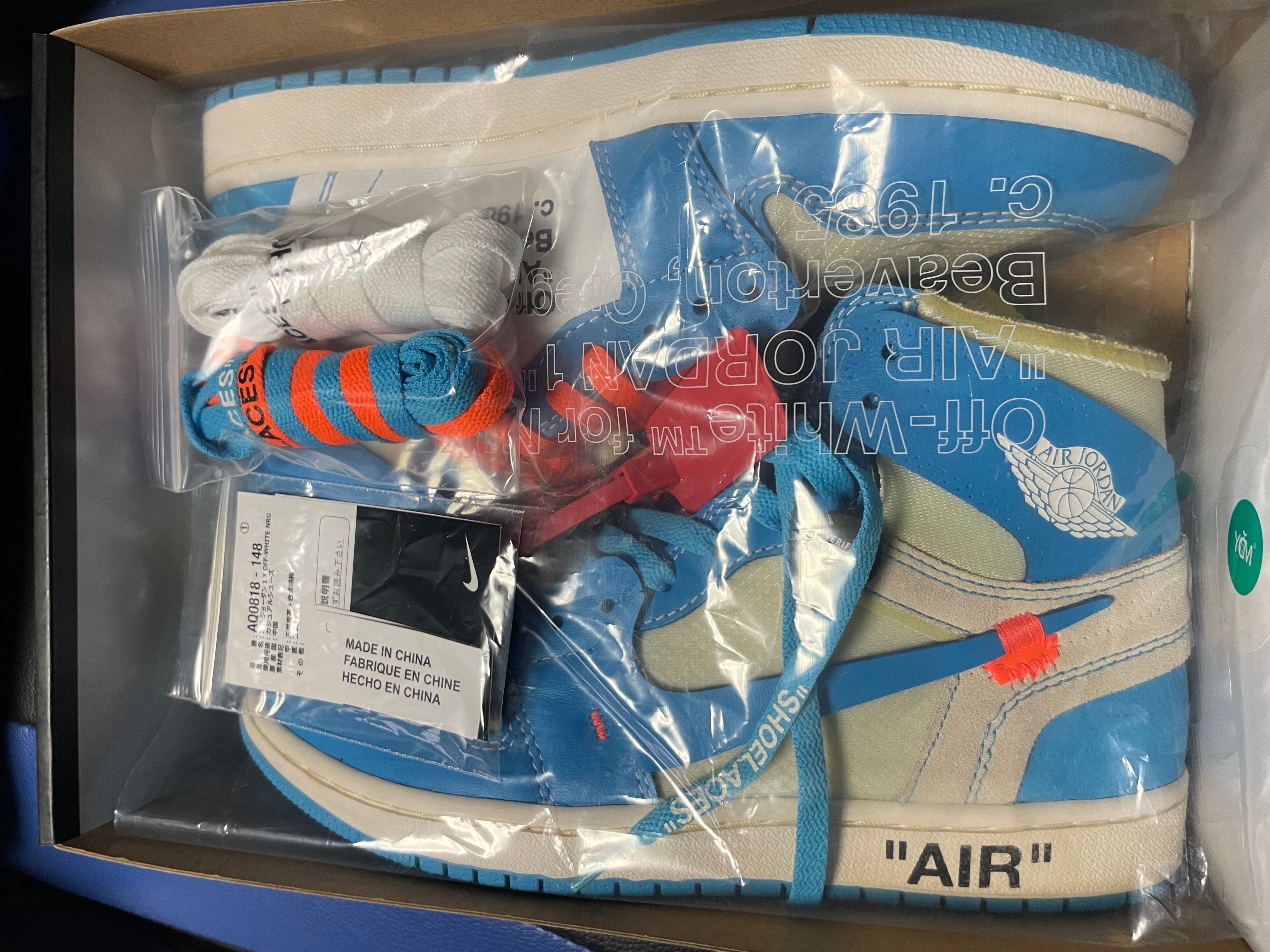 Off-White × Nike Air Jordan 1 High UNC "White/Dark Powder Blue"