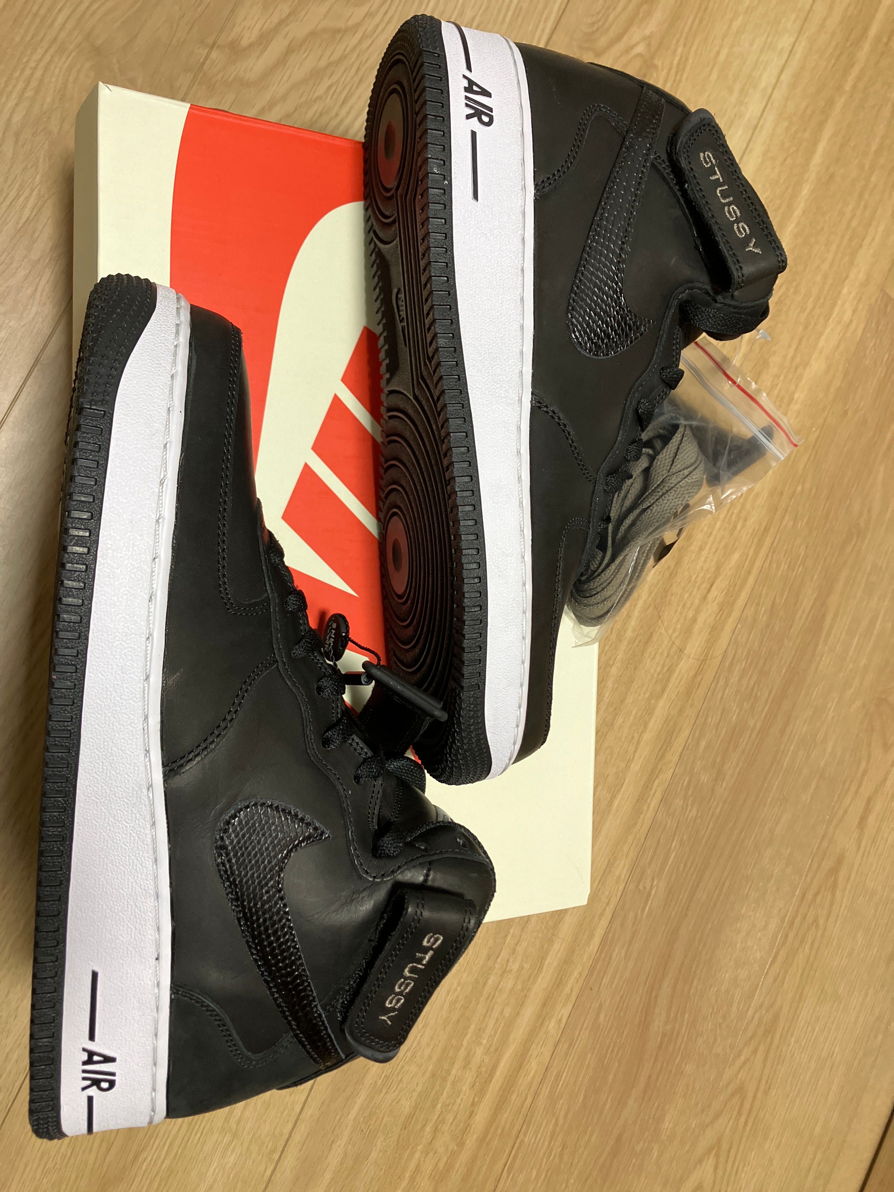 Stussy × Nike Air Force 1 Mid "Black/Black"