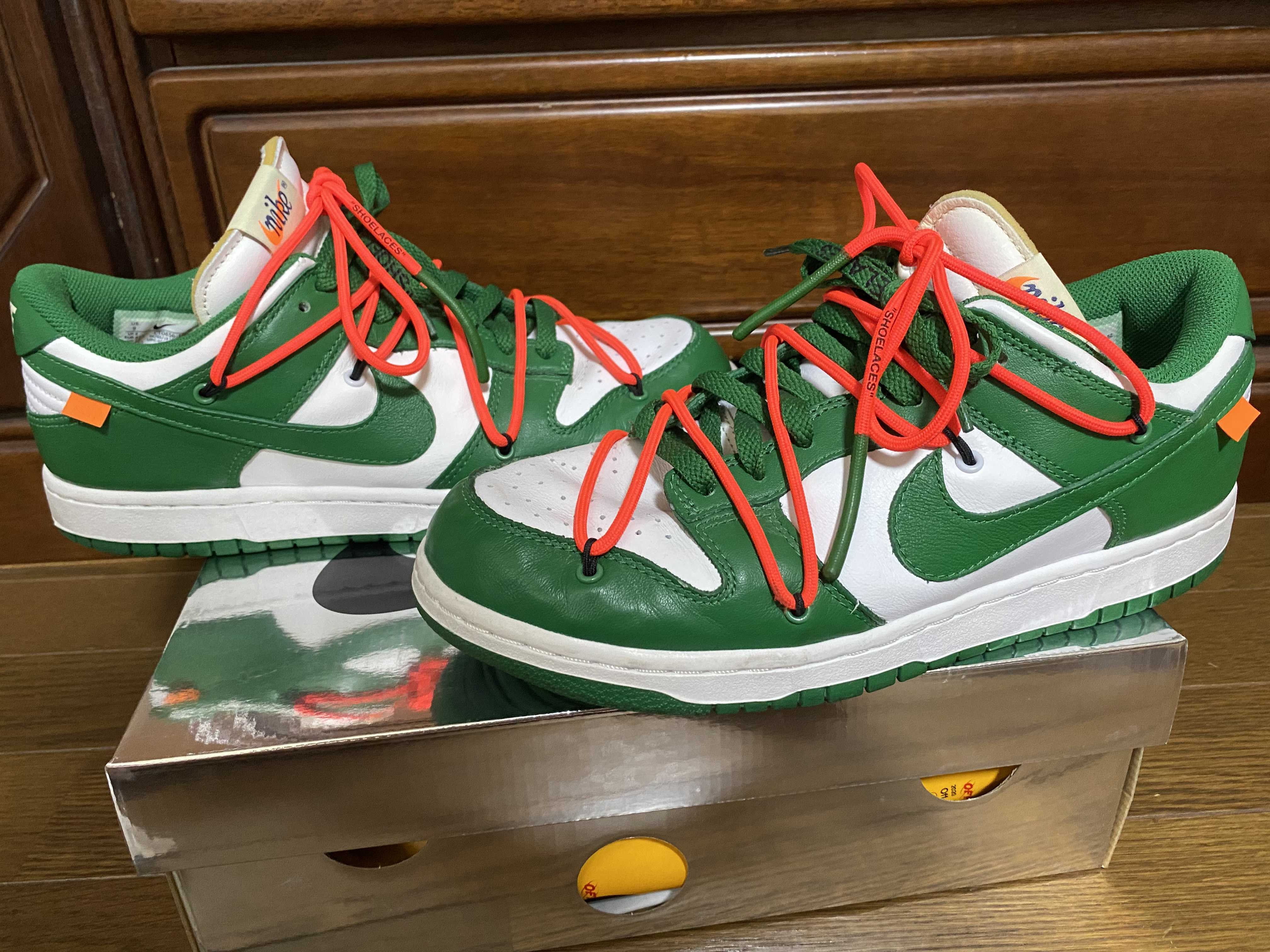 Off-White × Nike Dunk Low "White/Pine Green"