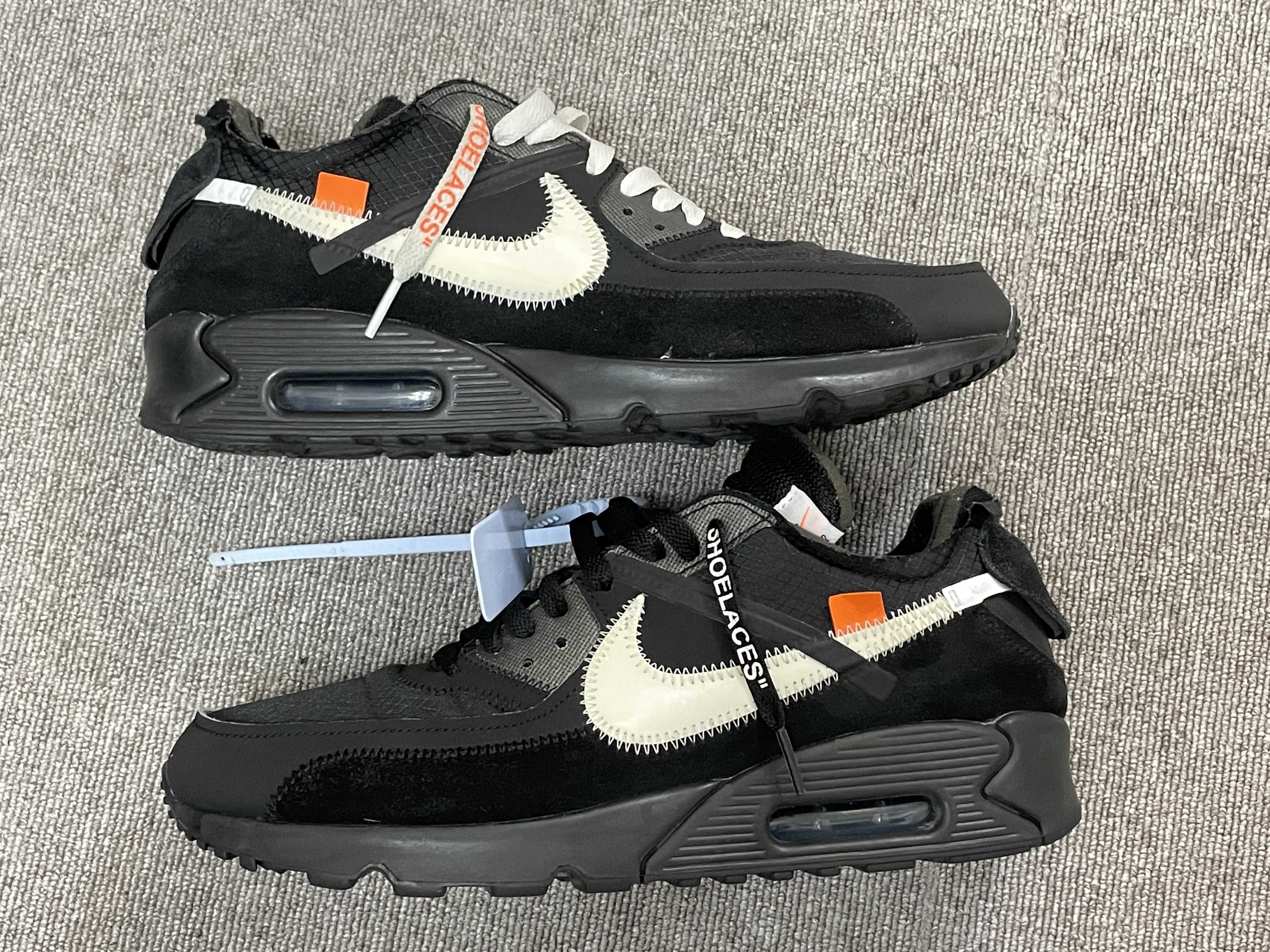 Off-White × Nike Air Max 90 "Black/Black-Cone-White"