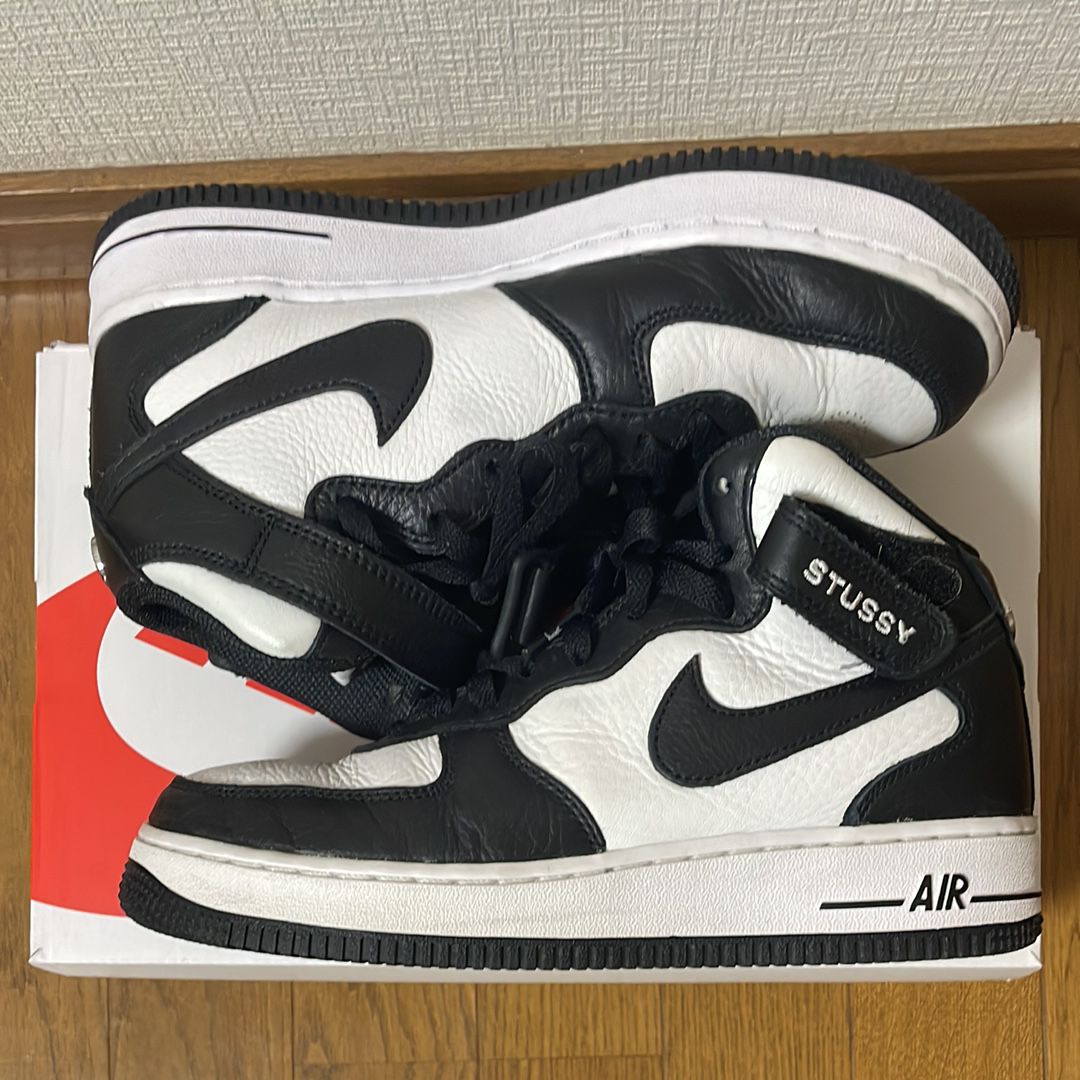 Stussy × Nike Air Force 1 Mid "Black and Light Bone"