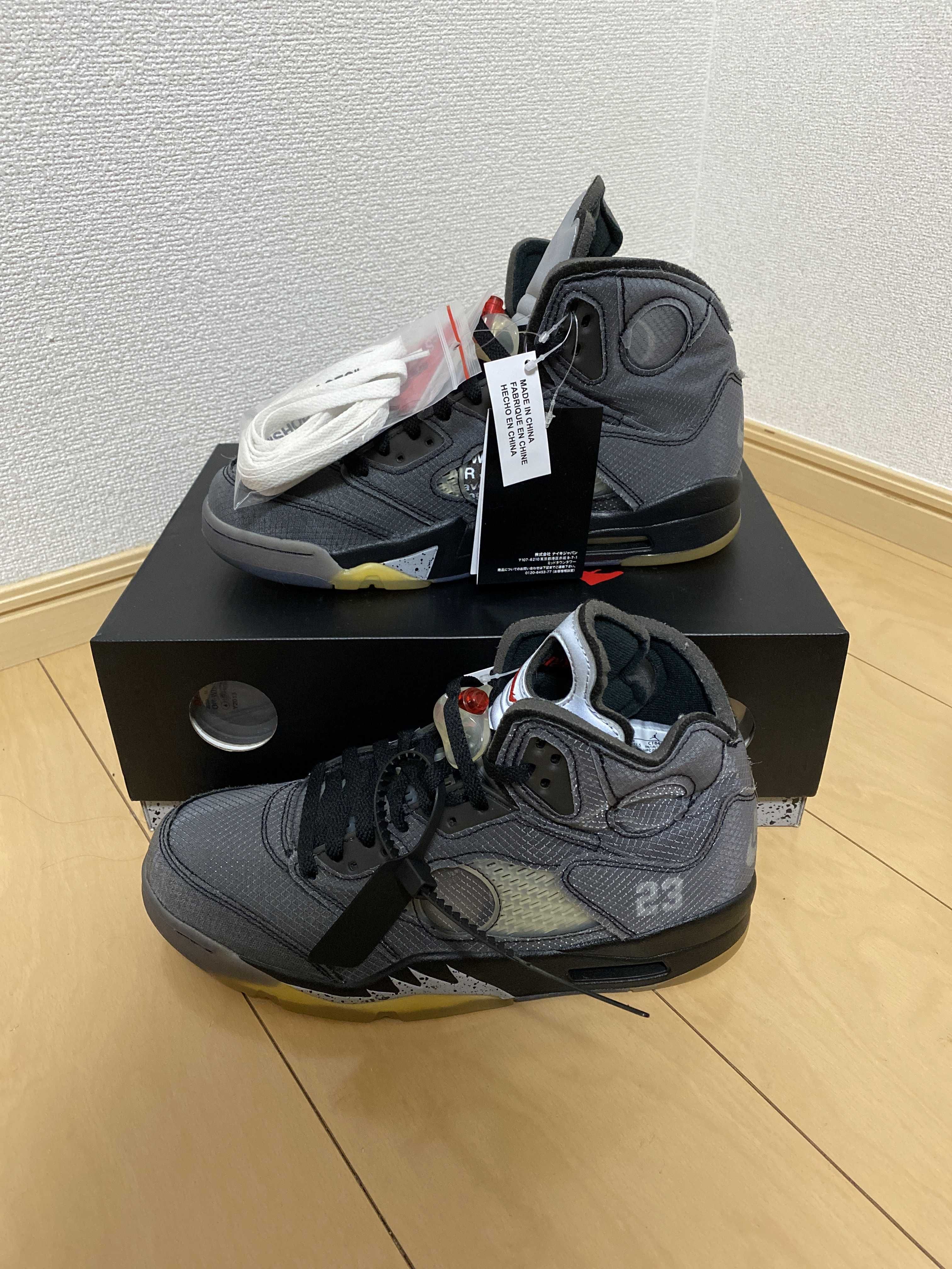 Off-White × Nike Air Jordan 5 "Black/Muslin/Fire Red"