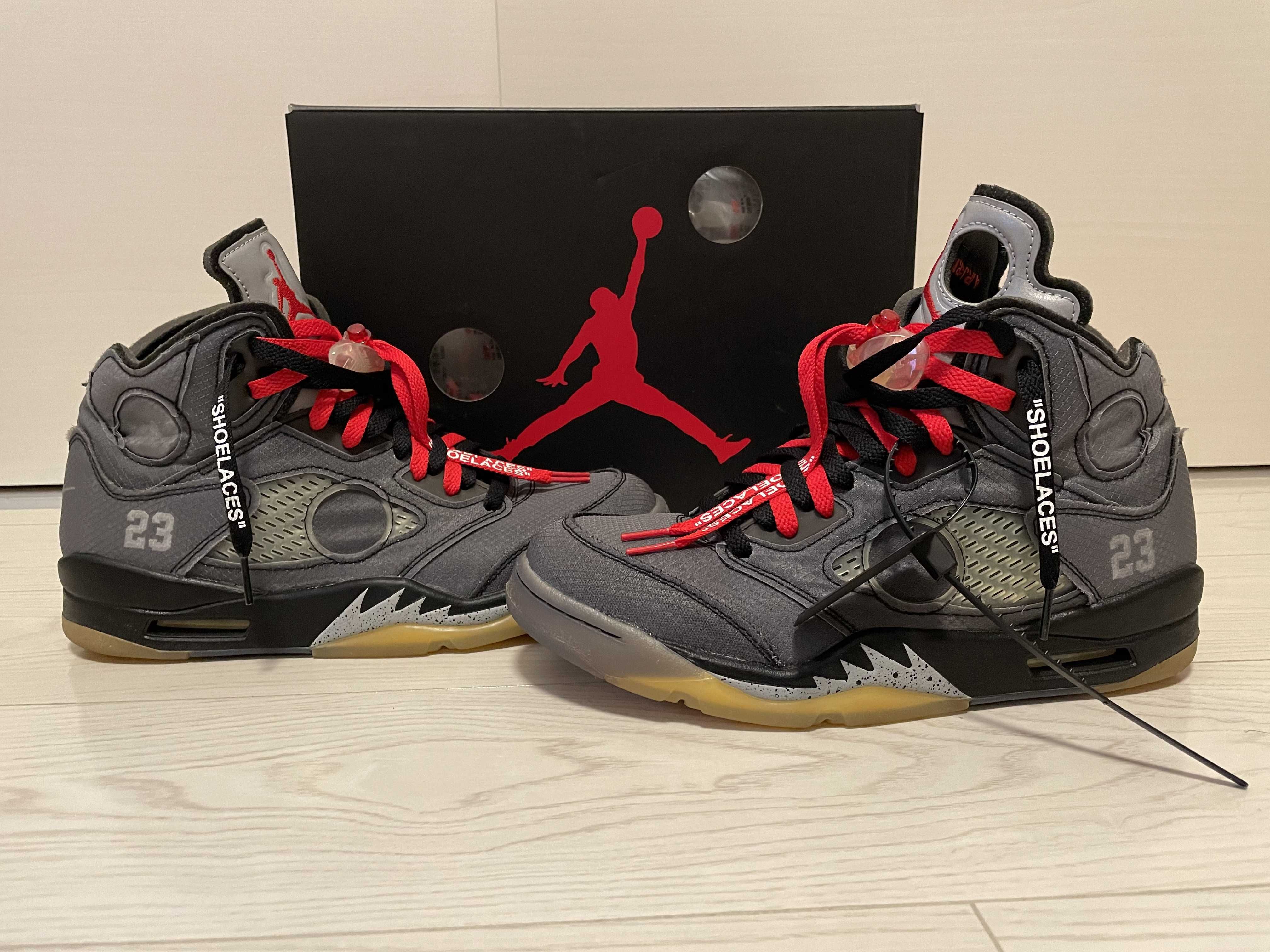 Off-White × Nike Air Jordan 5 "Black/Muslin/Fire Red"