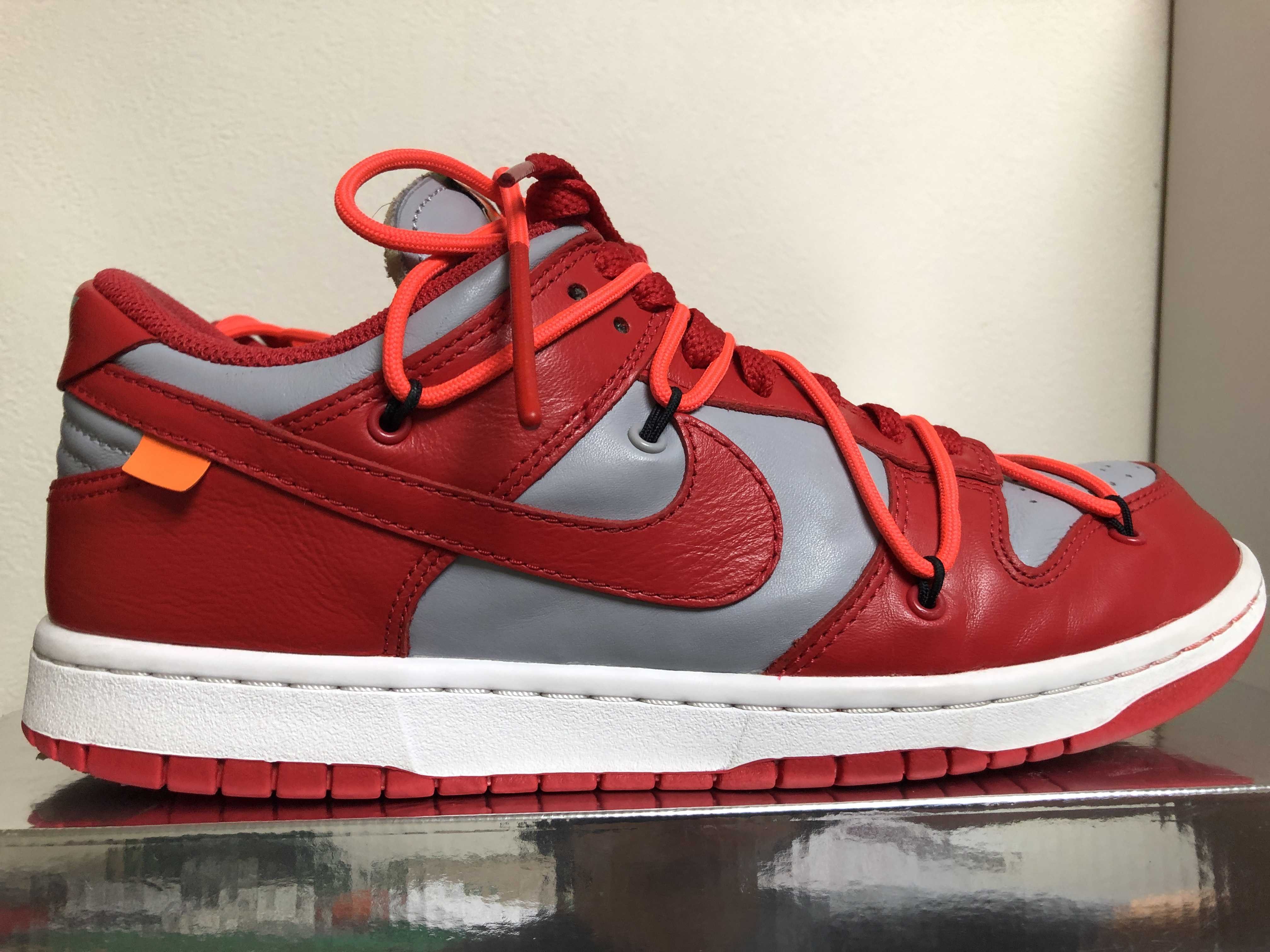 Off-White × Nike Dunk Low "University Red/Wolf Grey"