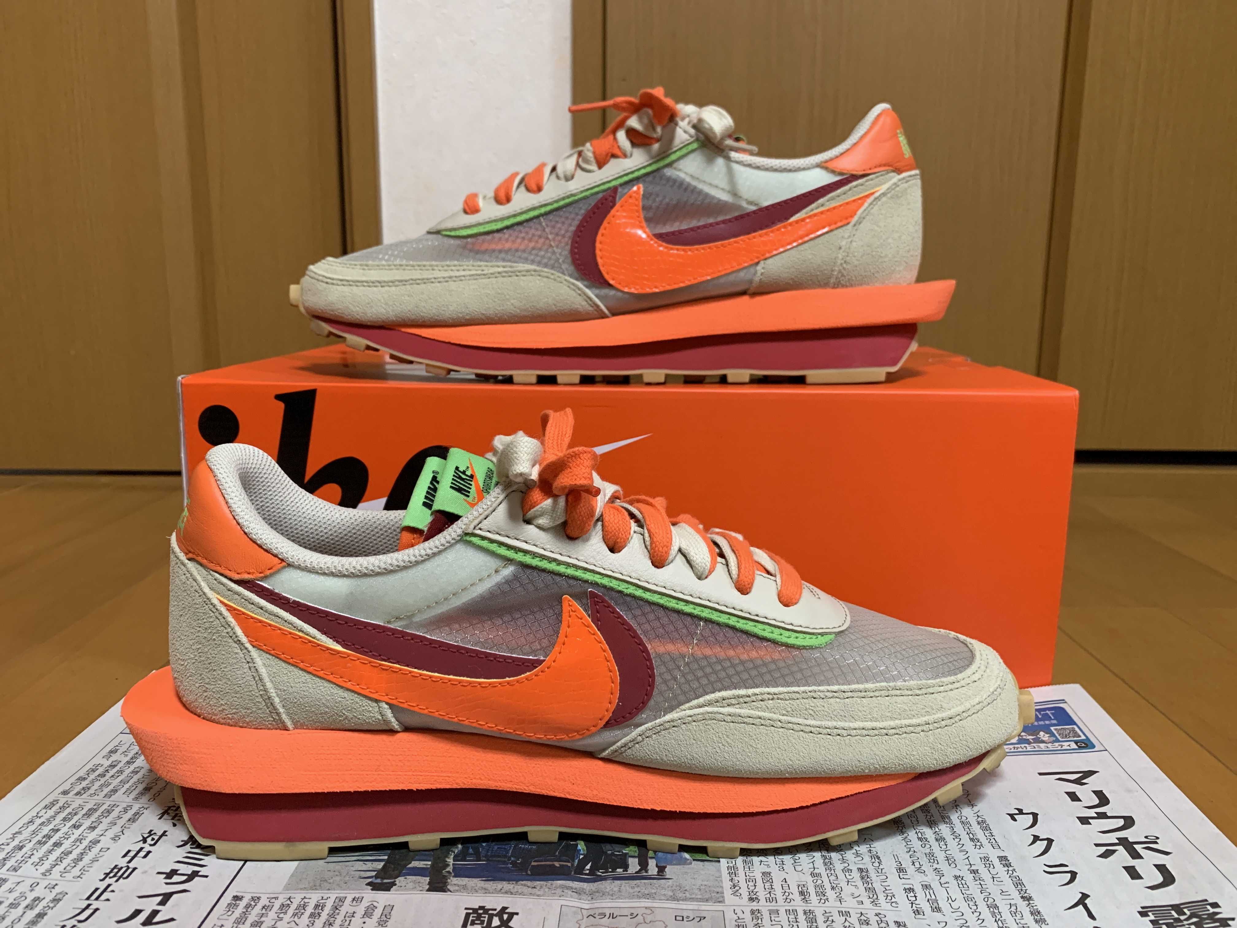 CLOT × Sacai × Nike LD Waffle "Orange Blaze"