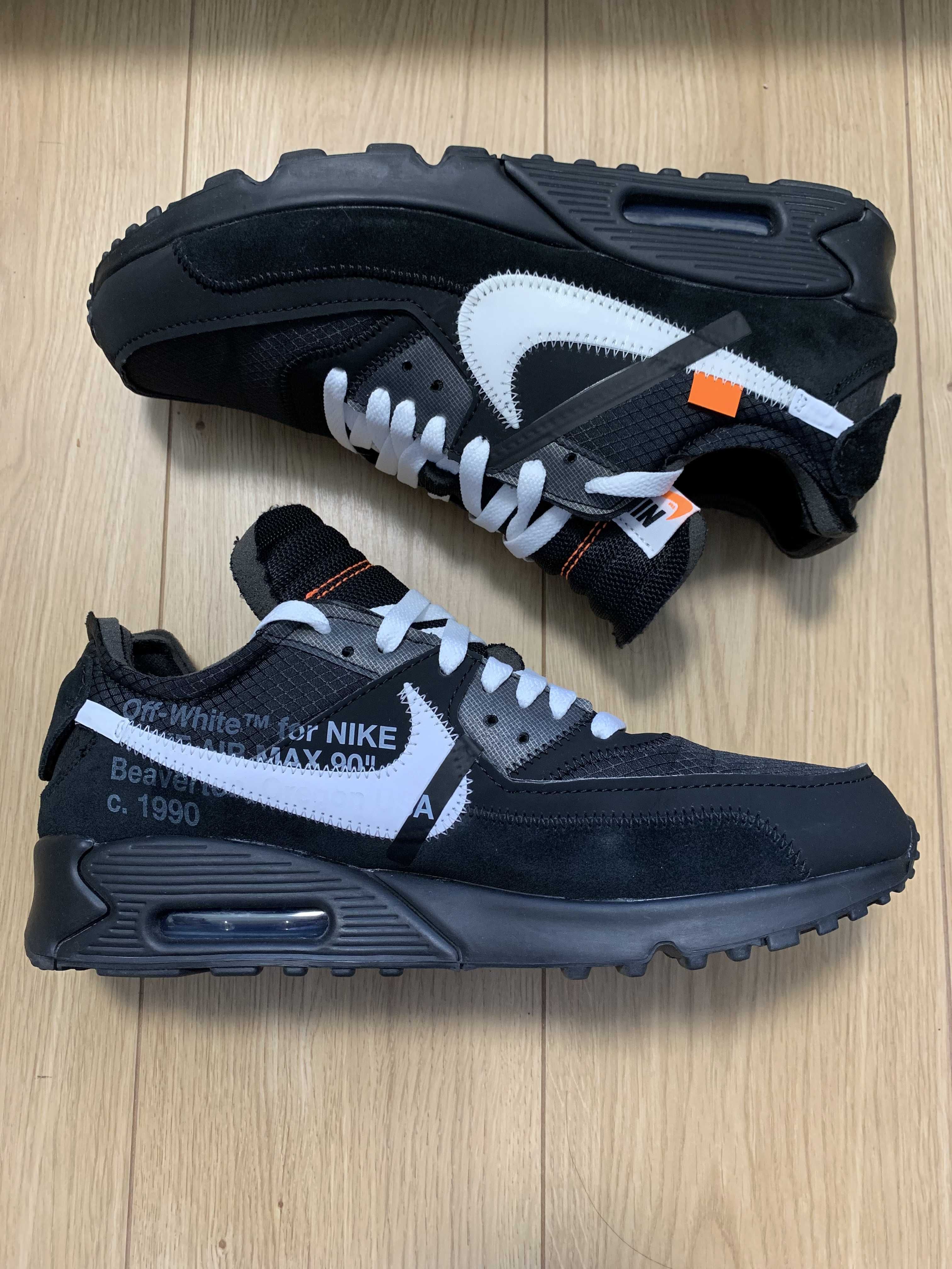 Off-White × Nike Air Max 90 "Black/Black-Cone-White"