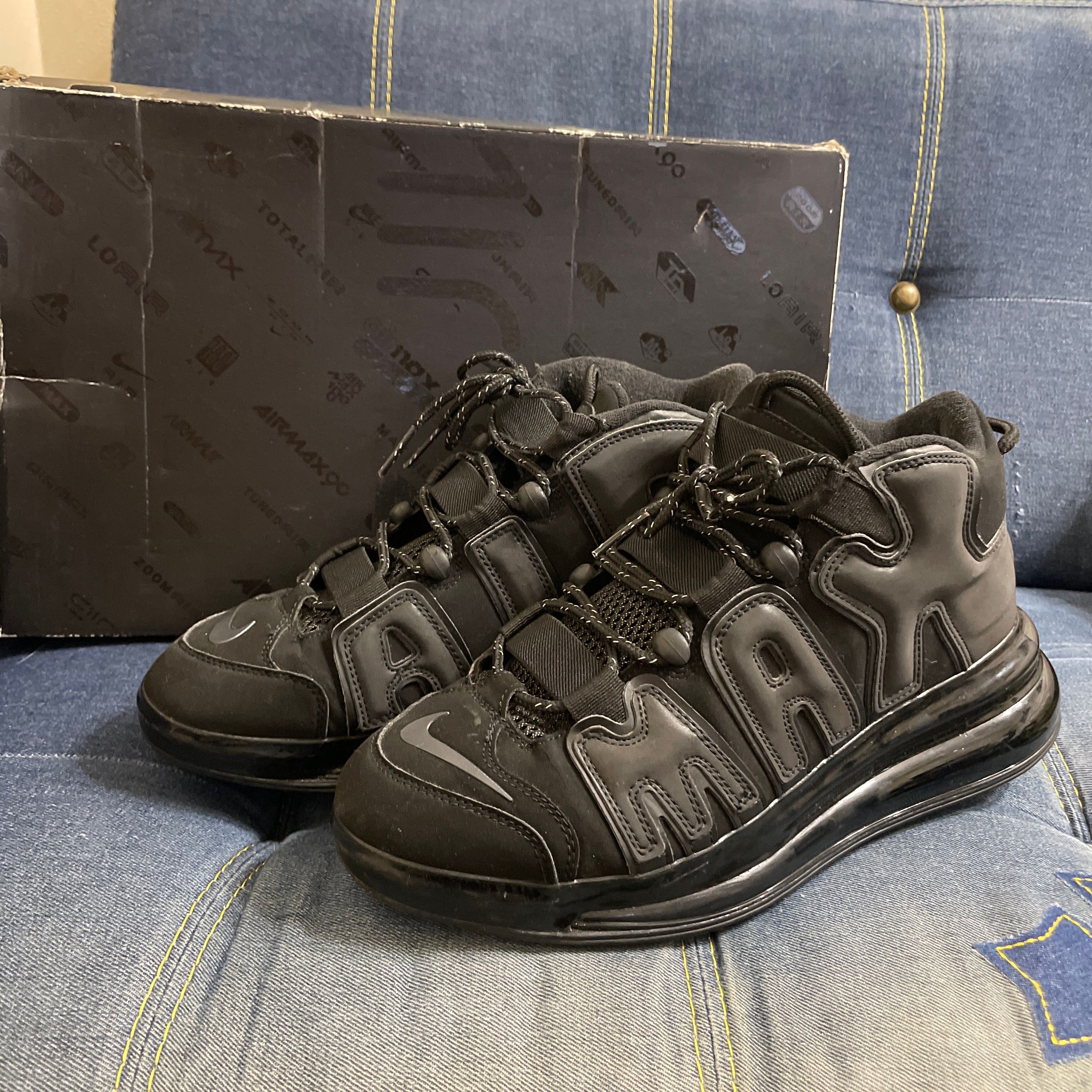 NIKE AIR MORE UPTEMPO 720 BLACK / METALLIC BLACK