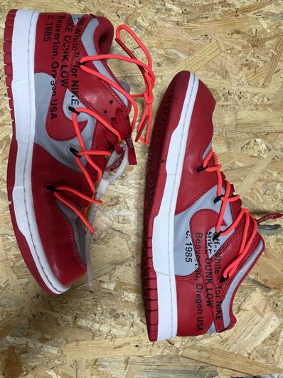 Off-White × Nike Dunk Low "University Red/Wolf Grey"