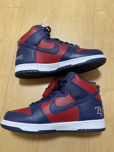 Supreme × Nike SB Dunk High By Any Means "Red/Navy-White"