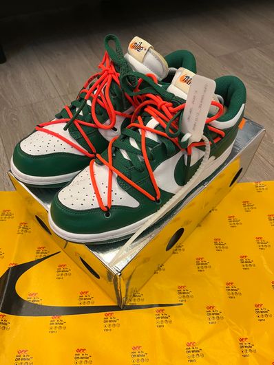Off-White × Nike Dunk Low "White/Pine Green"