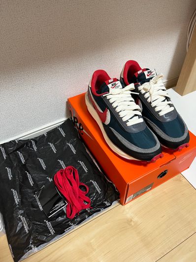 UNDERCOVER × sacai × Nike LD Waffle "Midnight Spruce/Pale Ivory-Dark Grey-University Red"