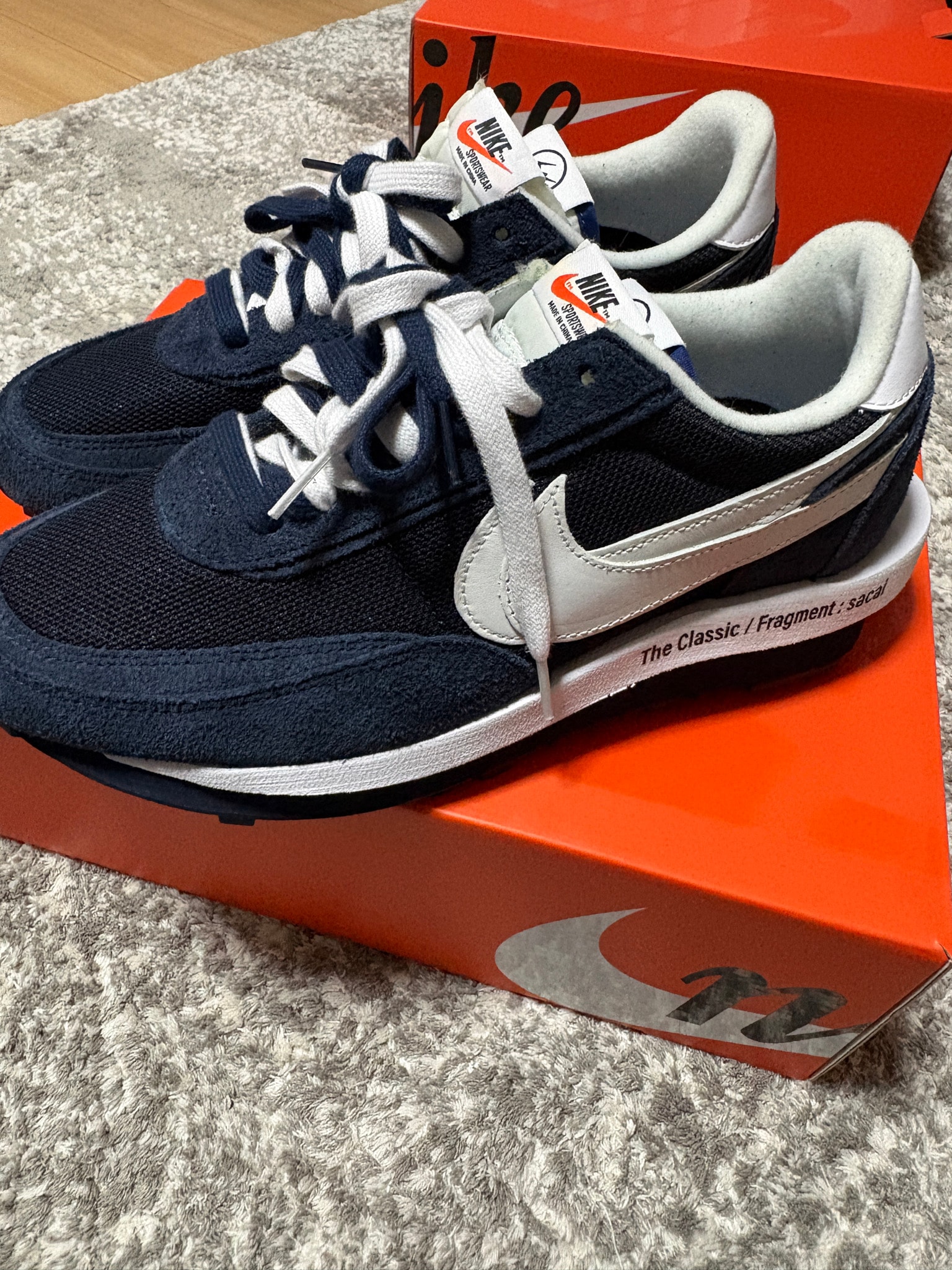 fragment design × sacai × Nike LD Waffle "Blackended Blue"