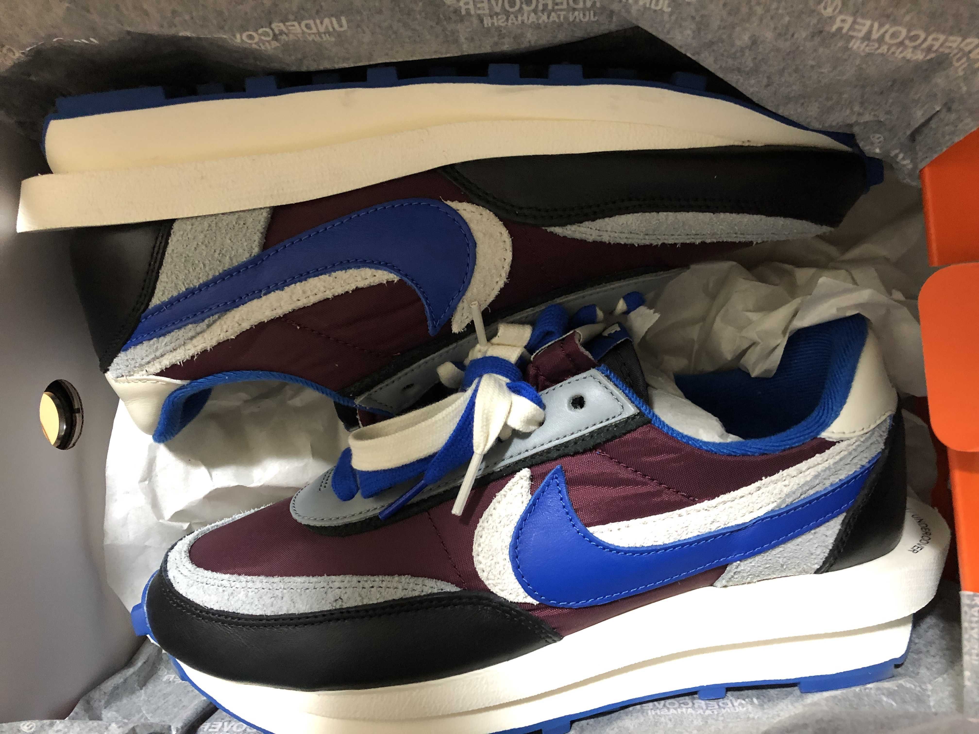 UNDERCOVER × sacai × Nike LD Waffle "Night Maroon/Pale Ivory-Ground Grey-Team Royal"
