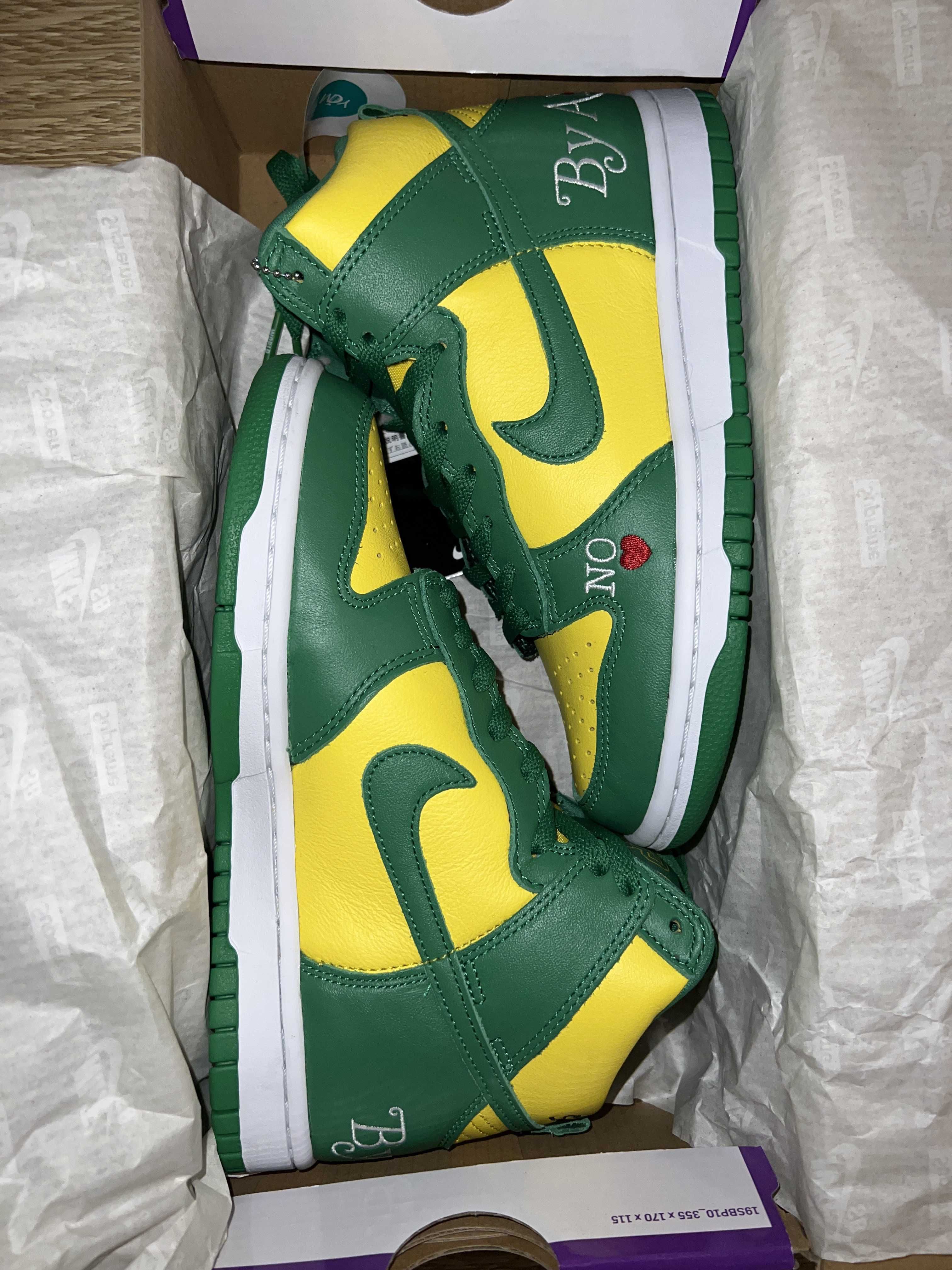 Supreme × Nike SB Dunk High By Any Means "Brazil"