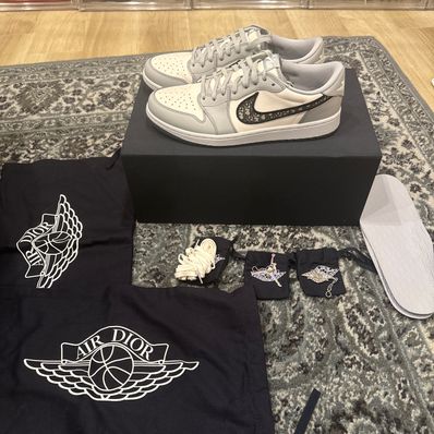 Dior × Nike Air Jordan 1 Low OG "Wolf Grey/Black-Sail-White"