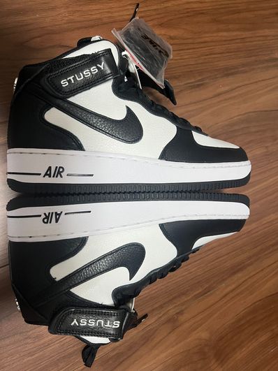 Stussy × Nike Air Force 1 Mid "Black and Light Bone"