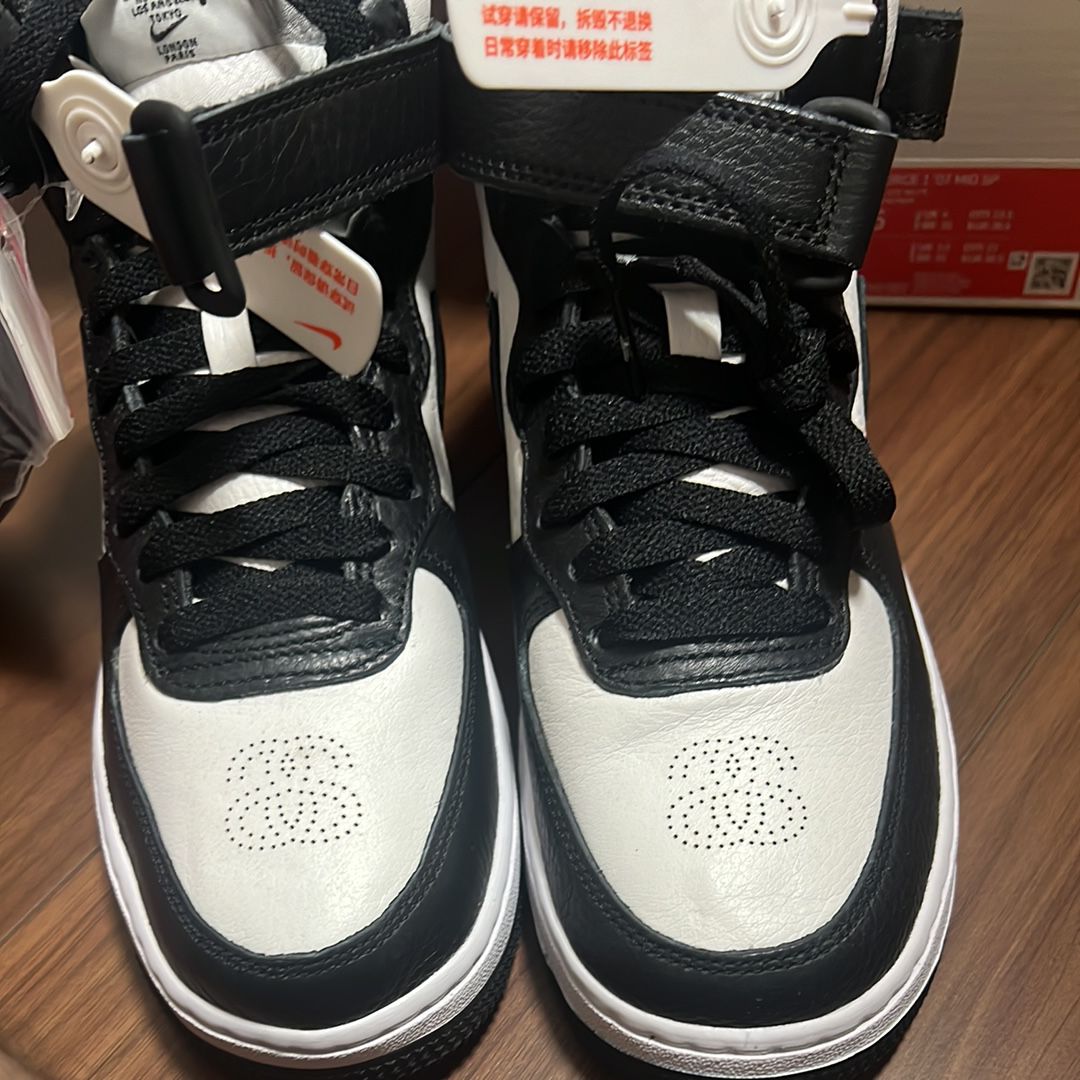 Stussy × Nike Air Force 1 Mid "Black and Light Bone"