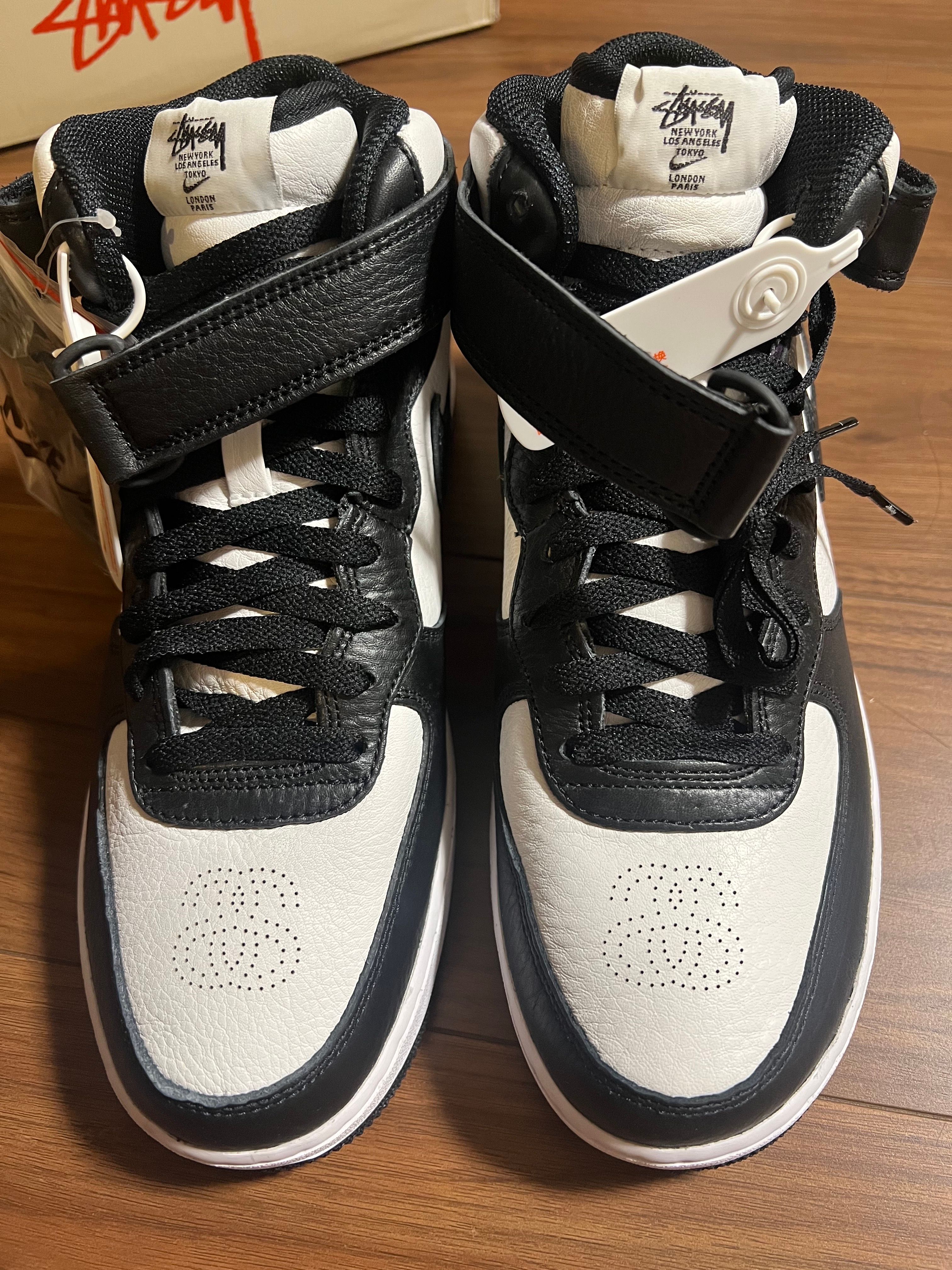 Stussy × Nike Air Force 1 Mid "Black and Light Bone"