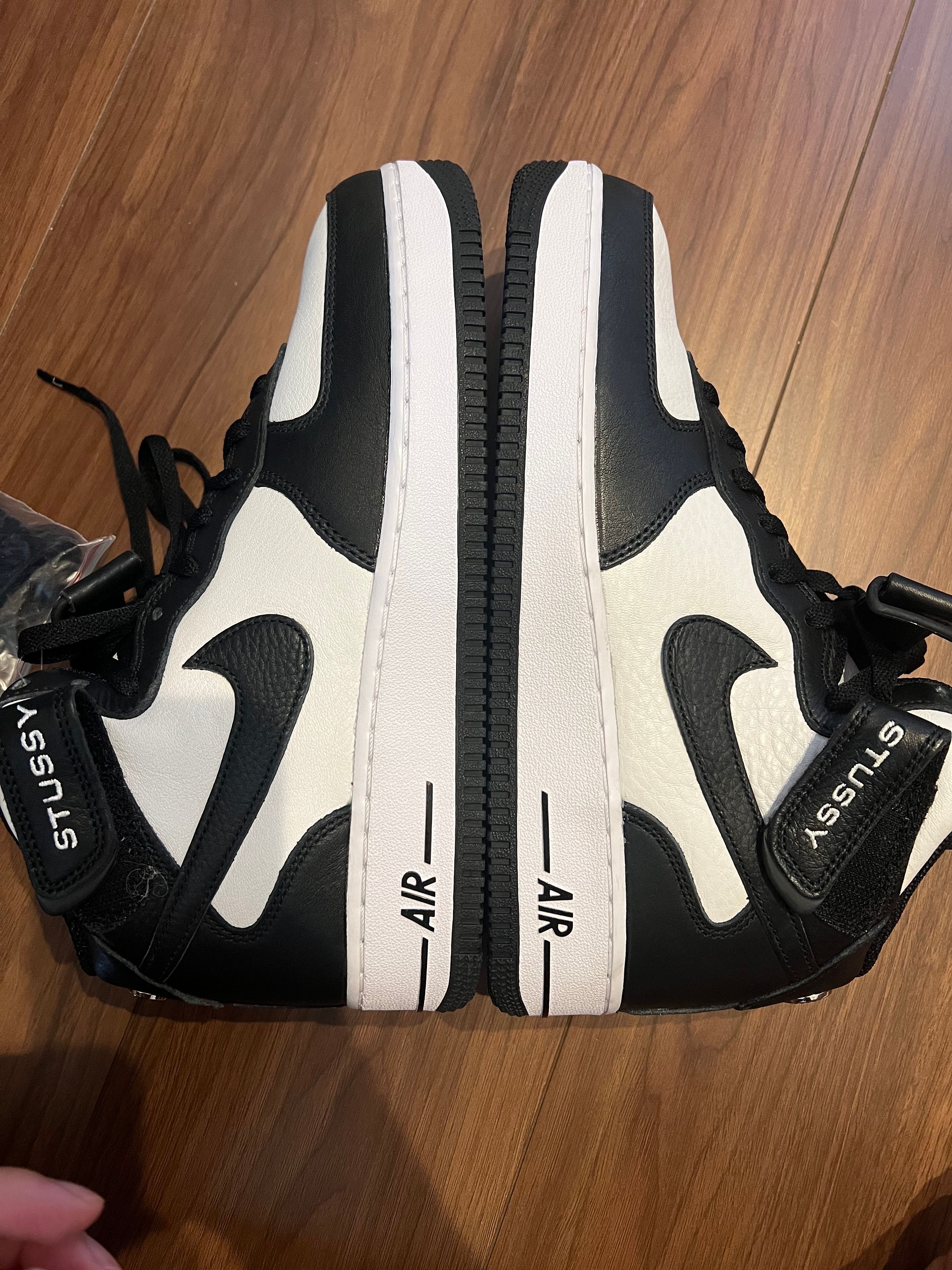 Stussy × Nike Air Force 1 Mid "Black and Light Bone"