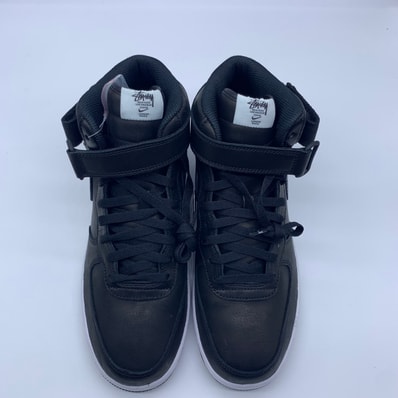 Stussy × Nike Air Force 1 Mid "Black/Black"