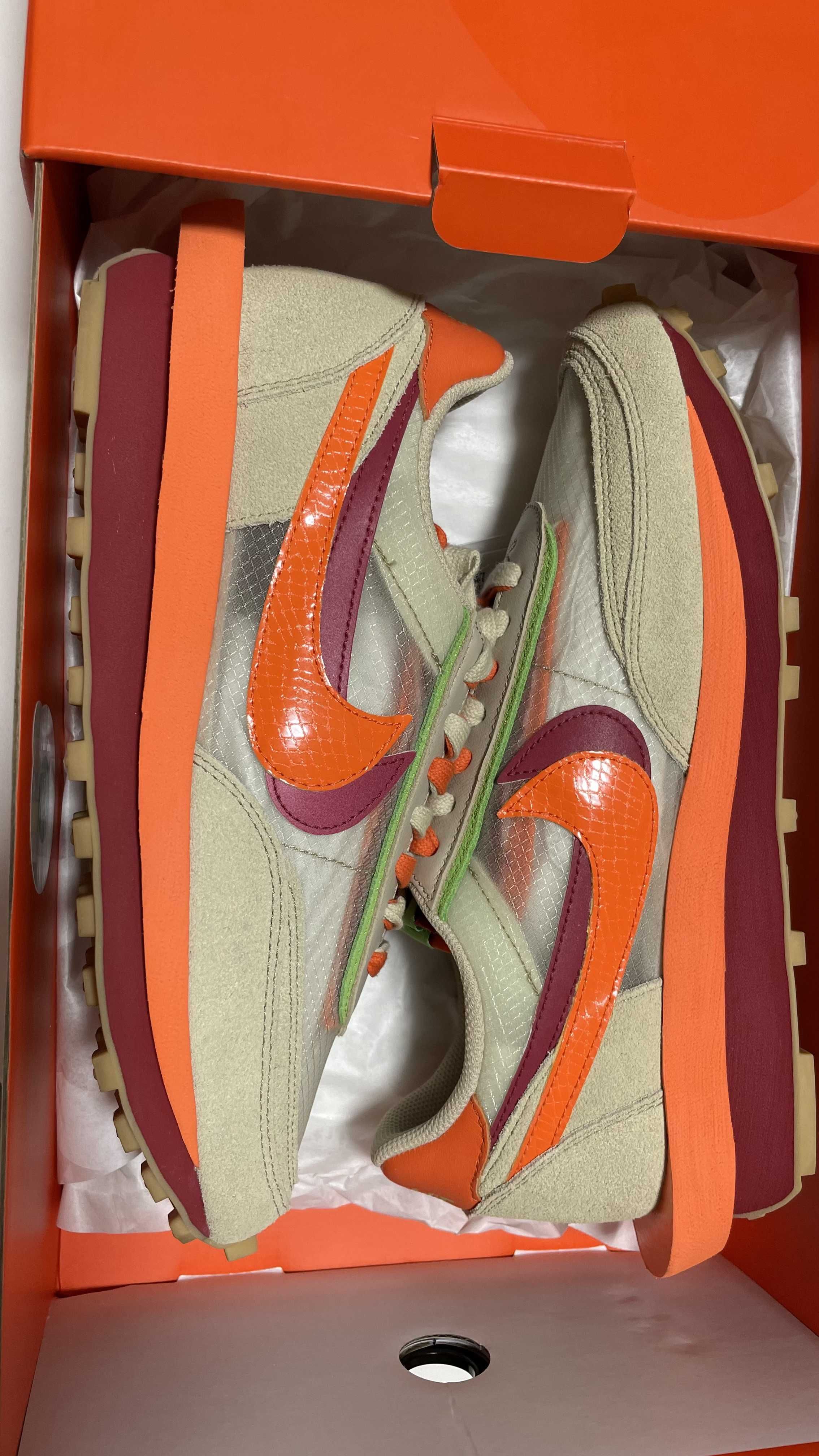 CLOT × Sacai × Nike LD Waffle "Orange Blaze"