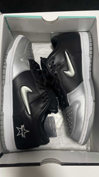 Supreme × Nike Dunk Low "Metallic Silver/Black"