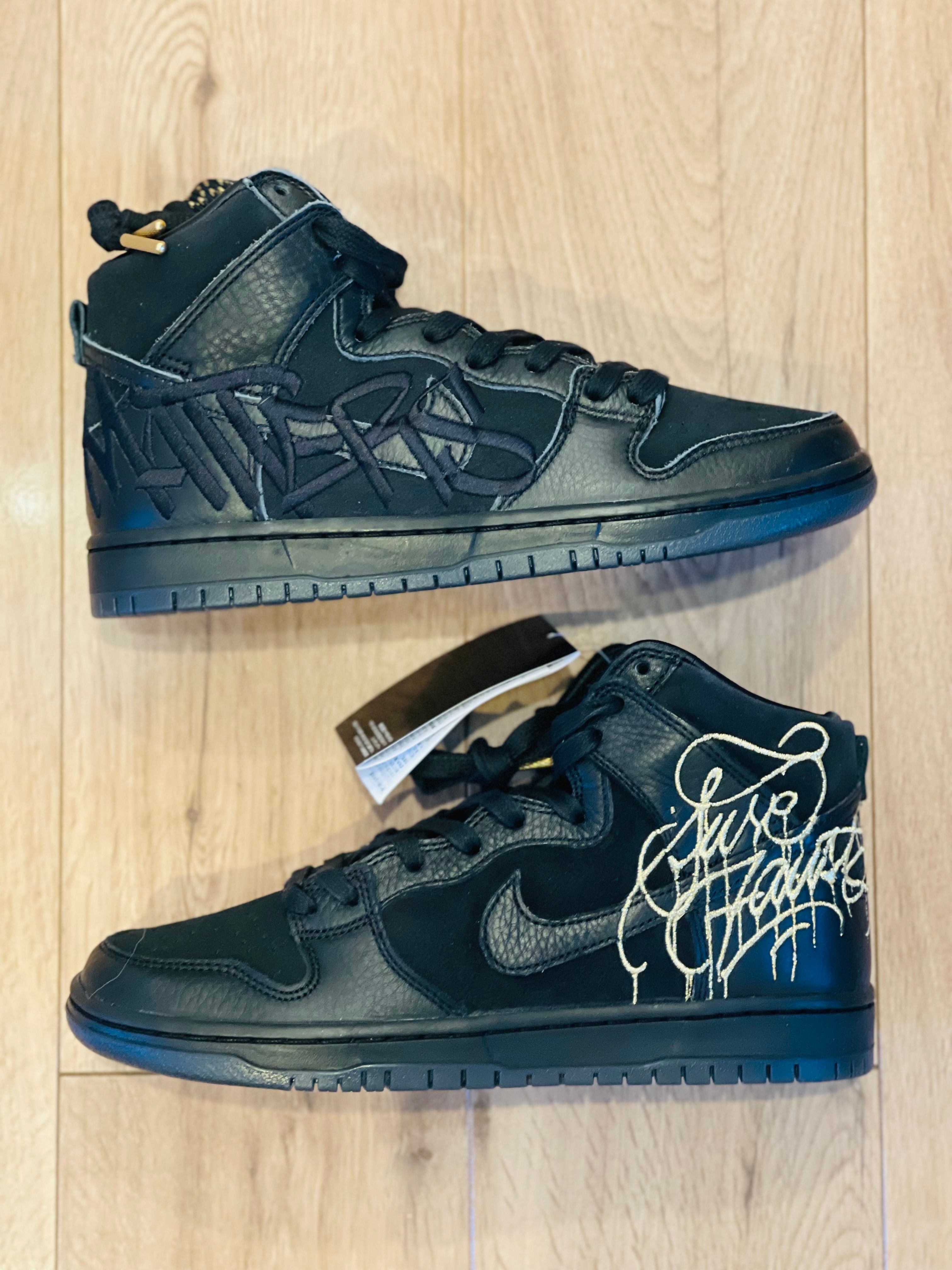 Faust × Nike SB Dunk High "Black and Metallic Gold"