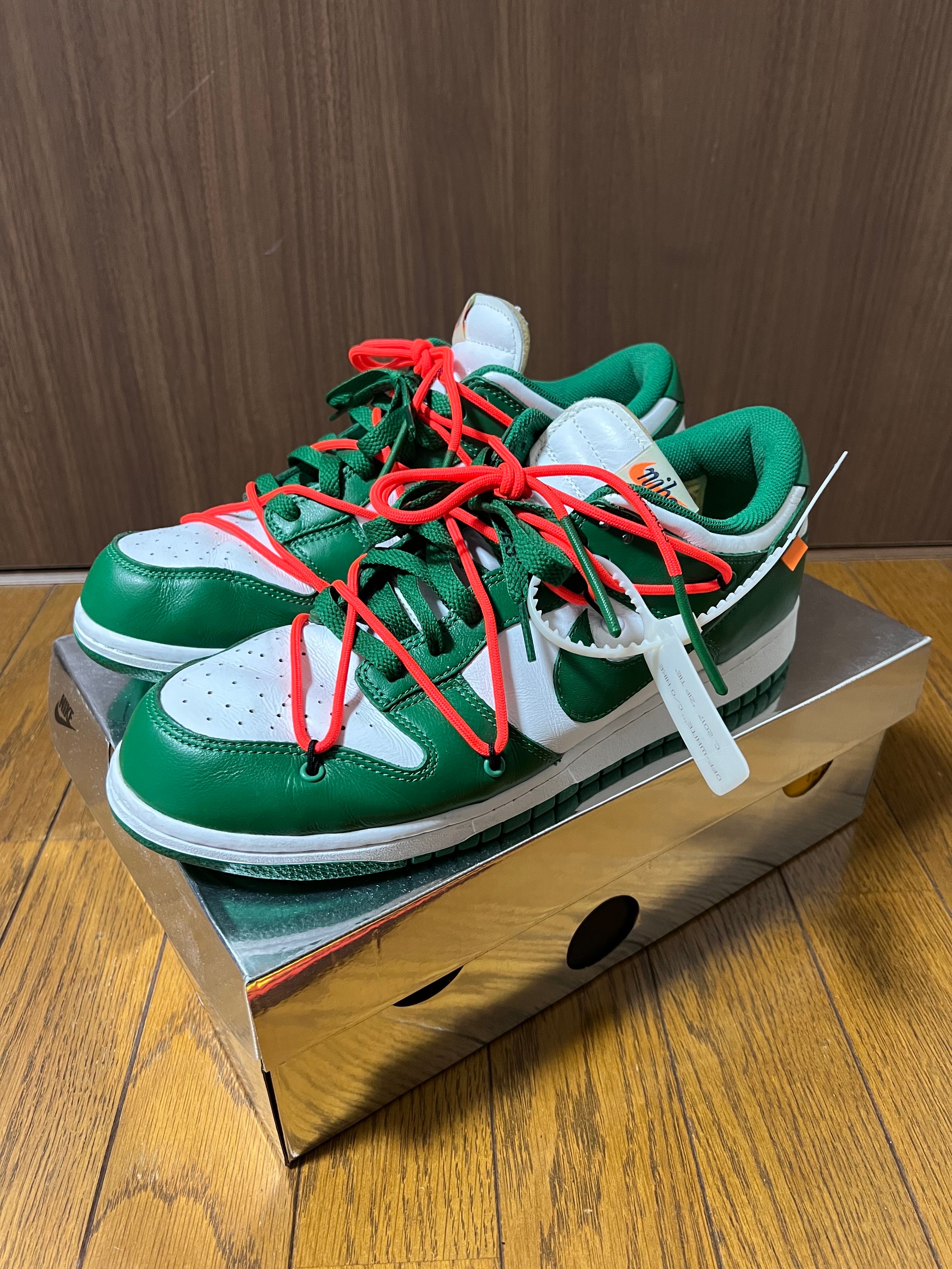 Off-White × Nike Dunk Low "White/Pine Green"