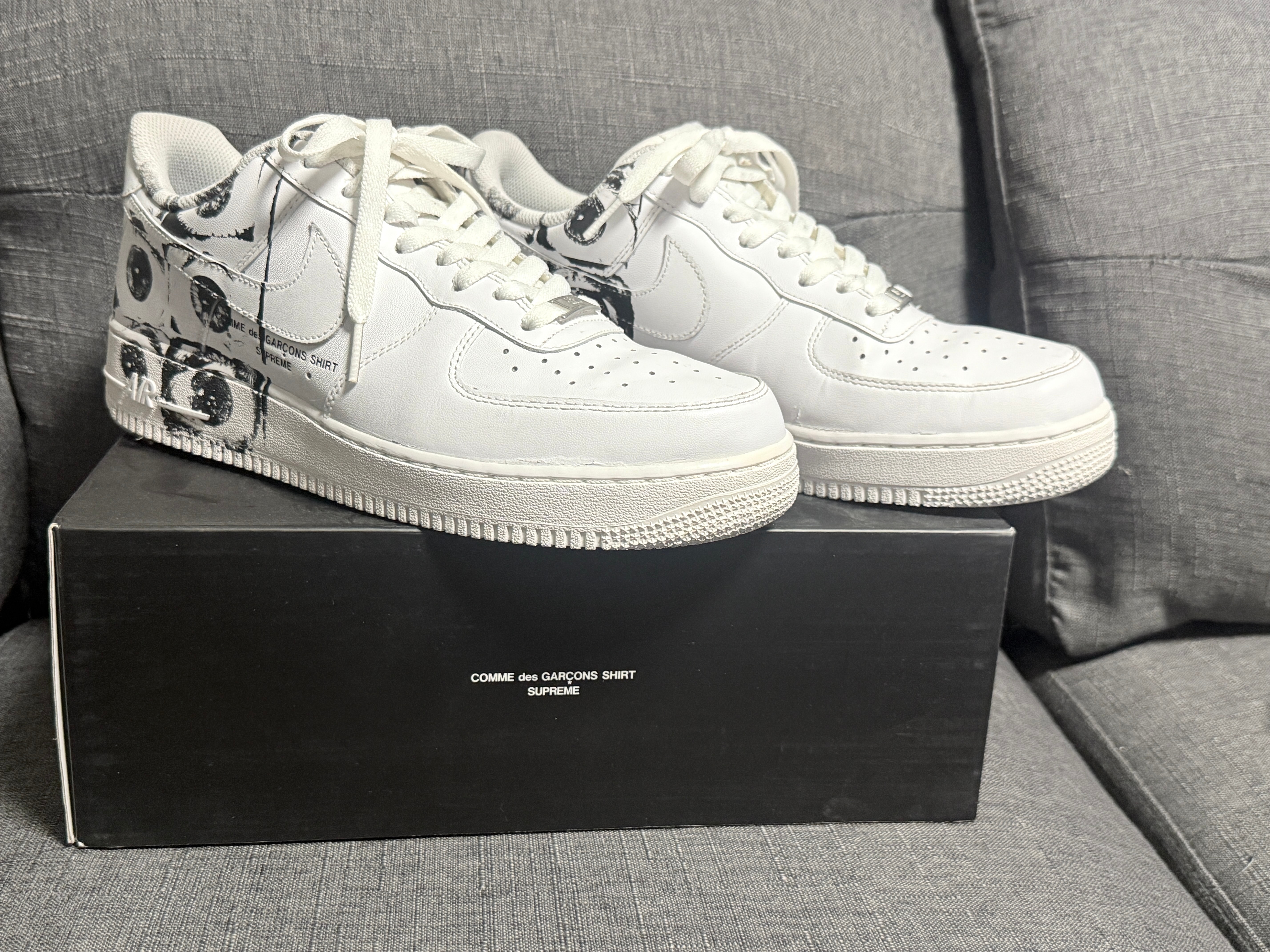 Supreme × COMME des GARCONS SHIRT × Nike Air Force 1 Low "White"