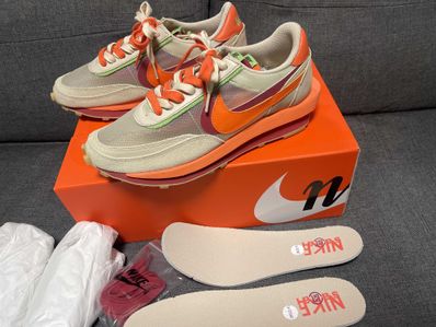 CLOT × Sacai × Nike LD Waffle "Orange Blaze"