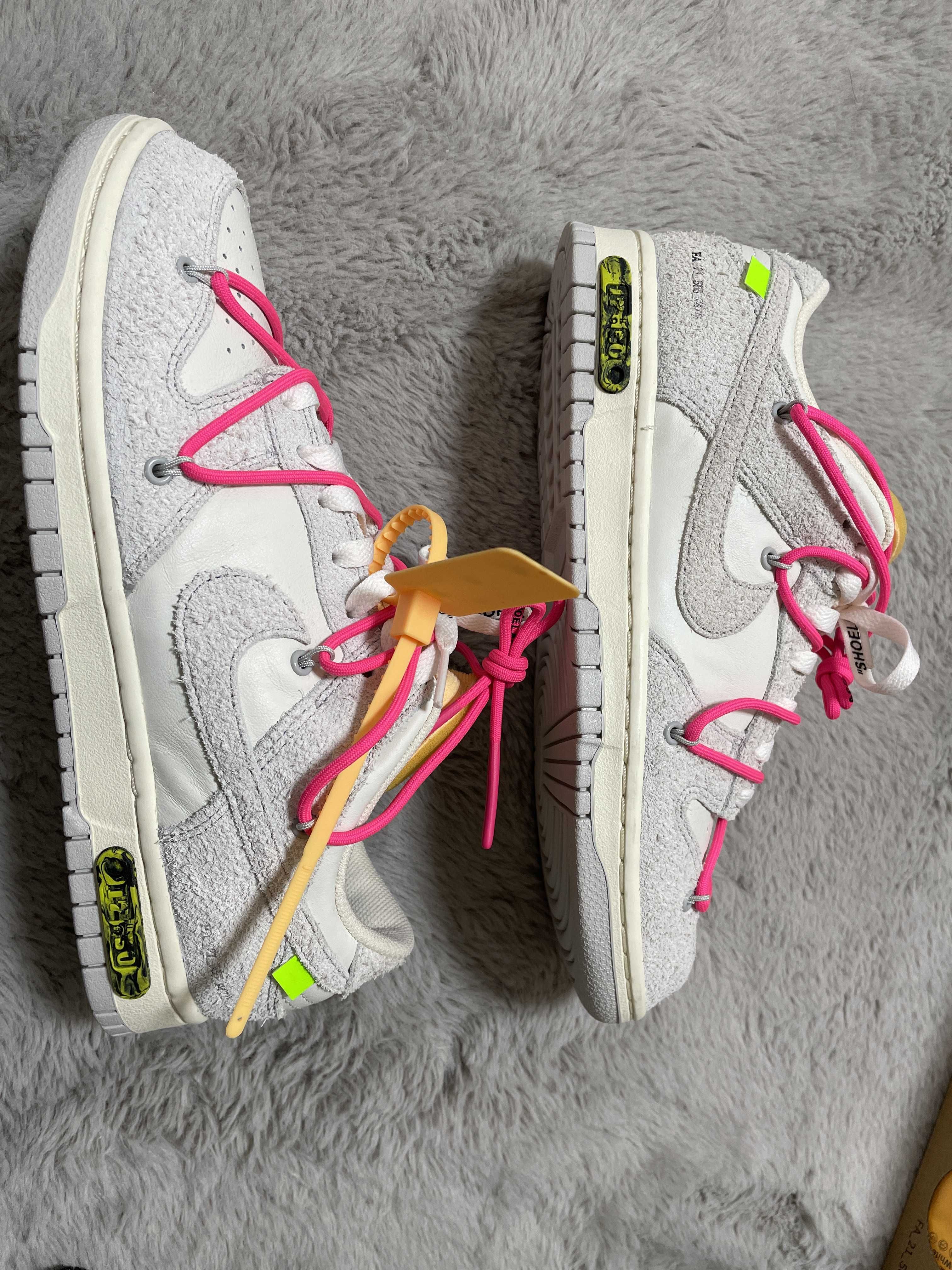 Off-White × Nike Dunk Low "Sail/Neutral Gray/Hyper Pink"