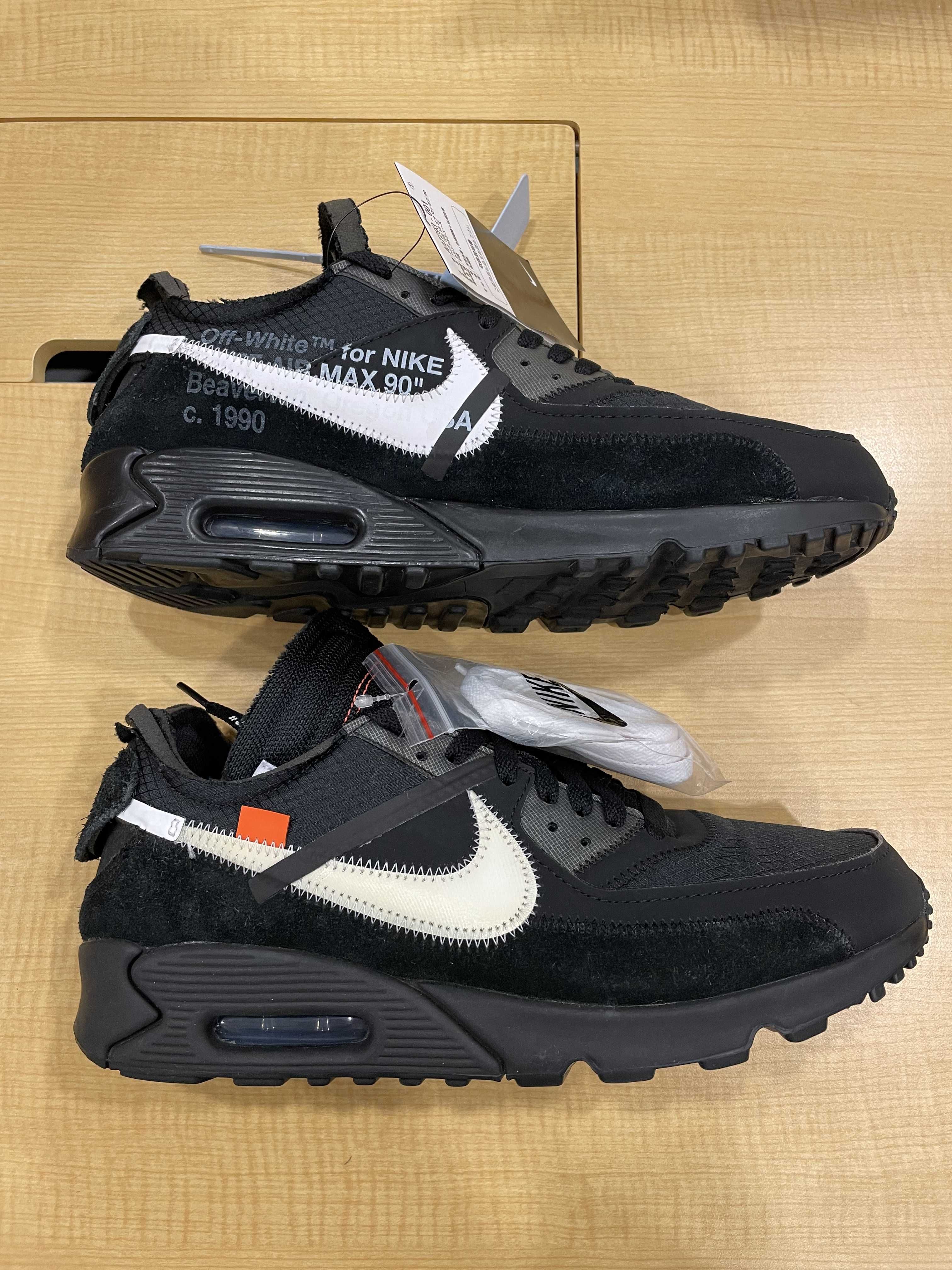 Off-White × Nike Air Max 90 "Black/Black-Cone-White"