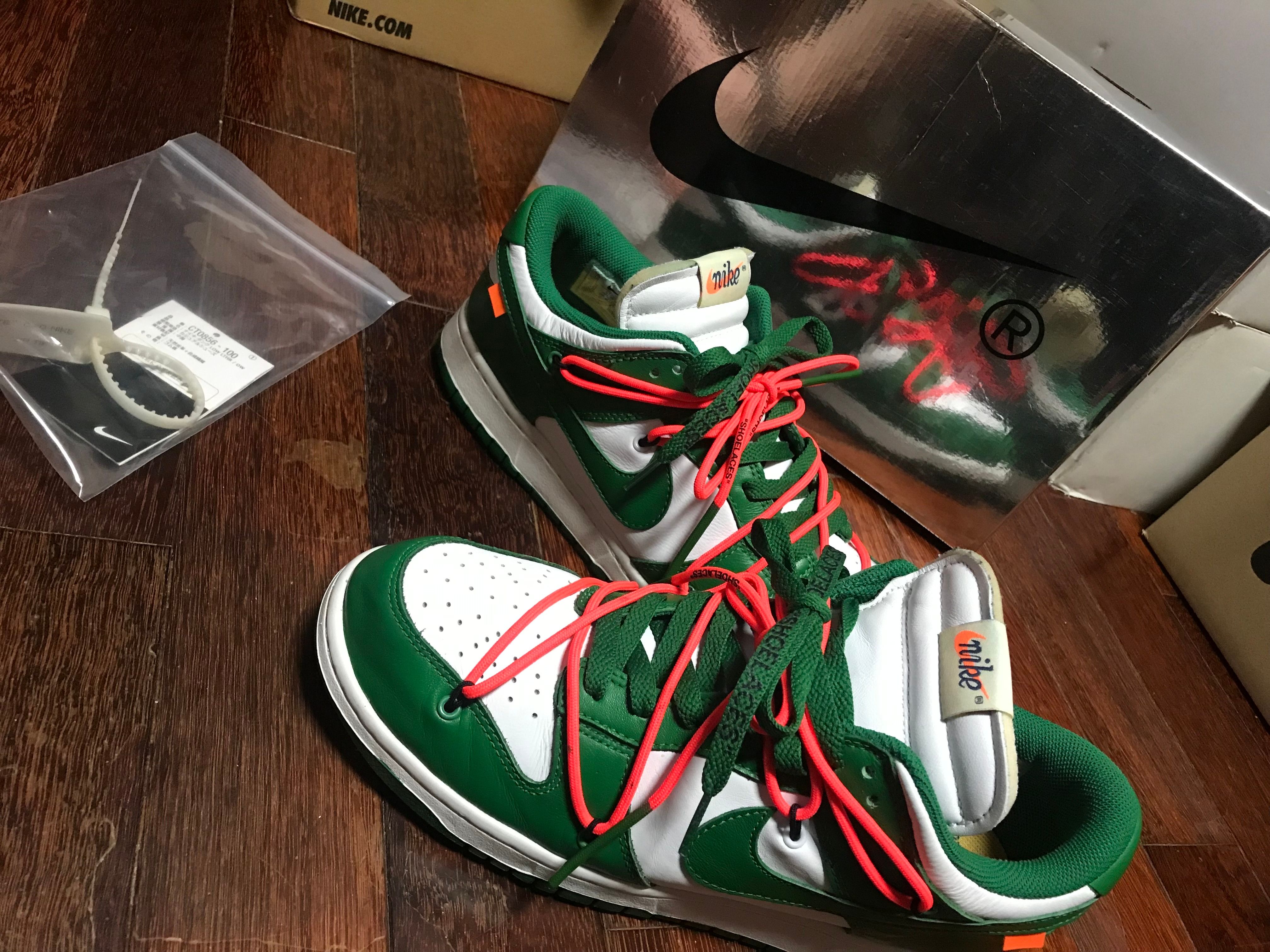 Off-White × Nike Dunk Low "White/Pine Green"