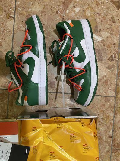 Off-White × Nike Dunk Low "White/Pine Green"