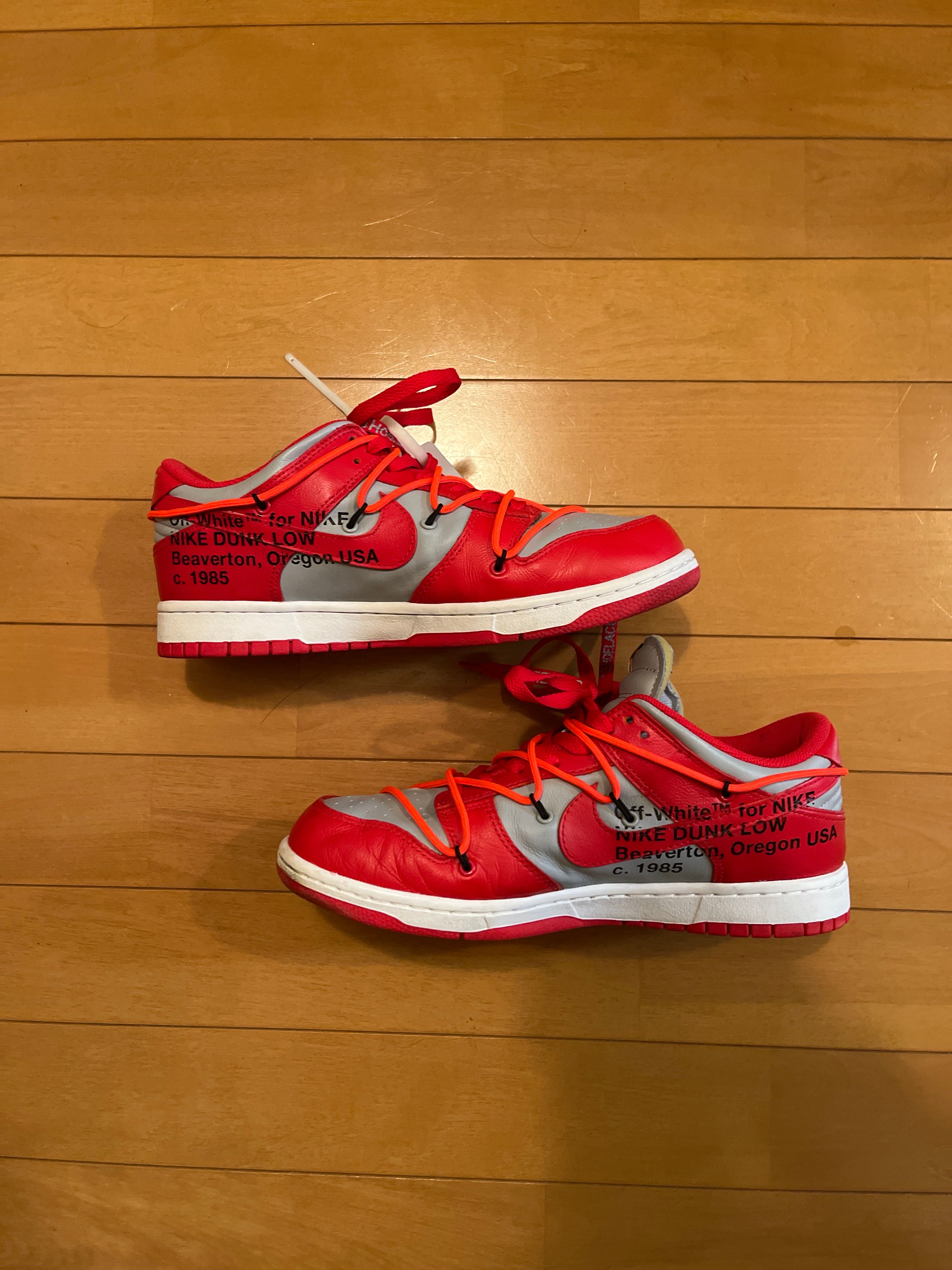 Off-White × Nike Dunk Low "University Red/Wolf Grey"
