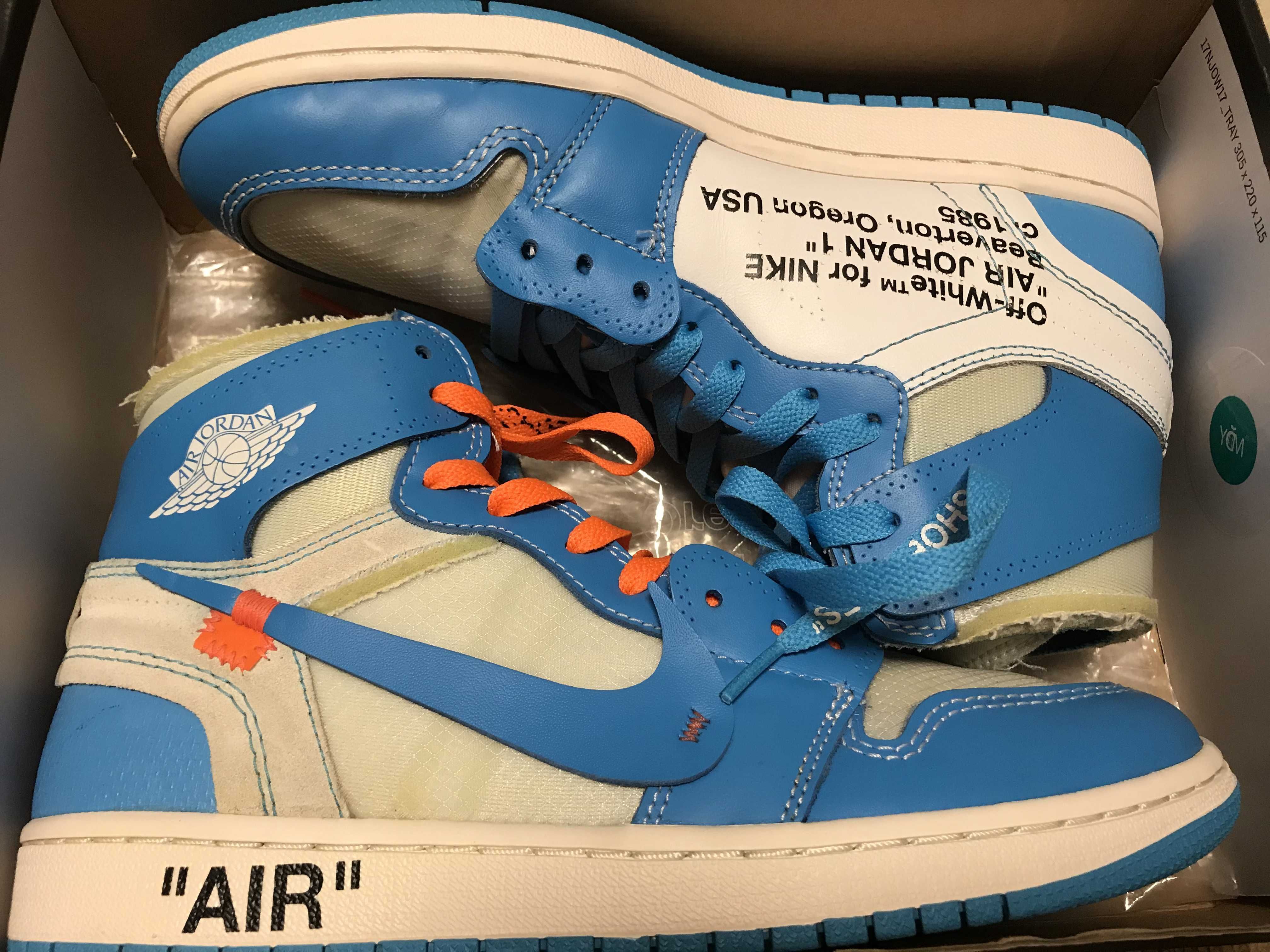 Off-White × Nike Air Jordan 1 High UNC "White/Dark Powder Blue"