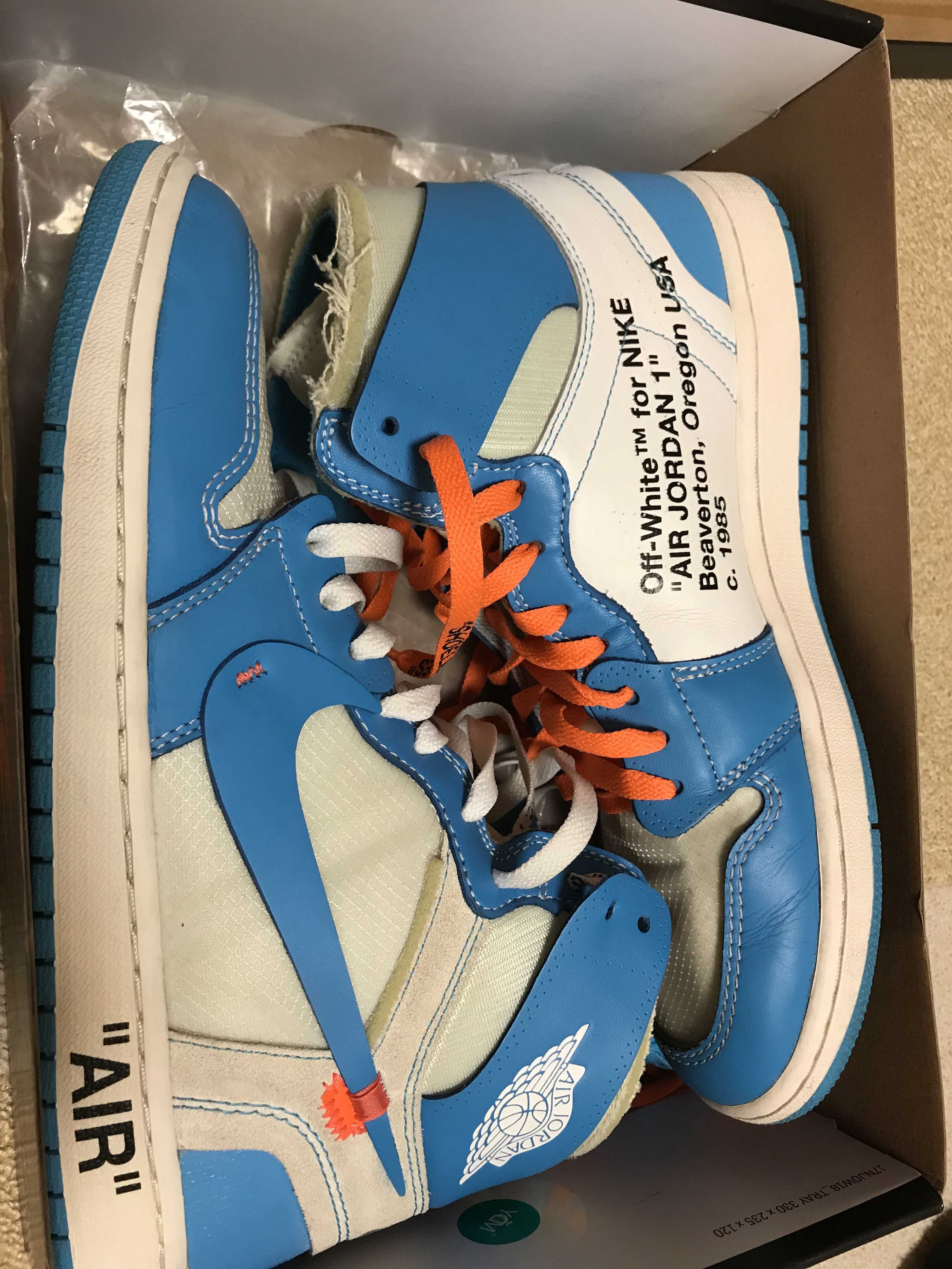 Off-White × Nike Air Jordan 1 High UNC "White/Dark Powder Blue"