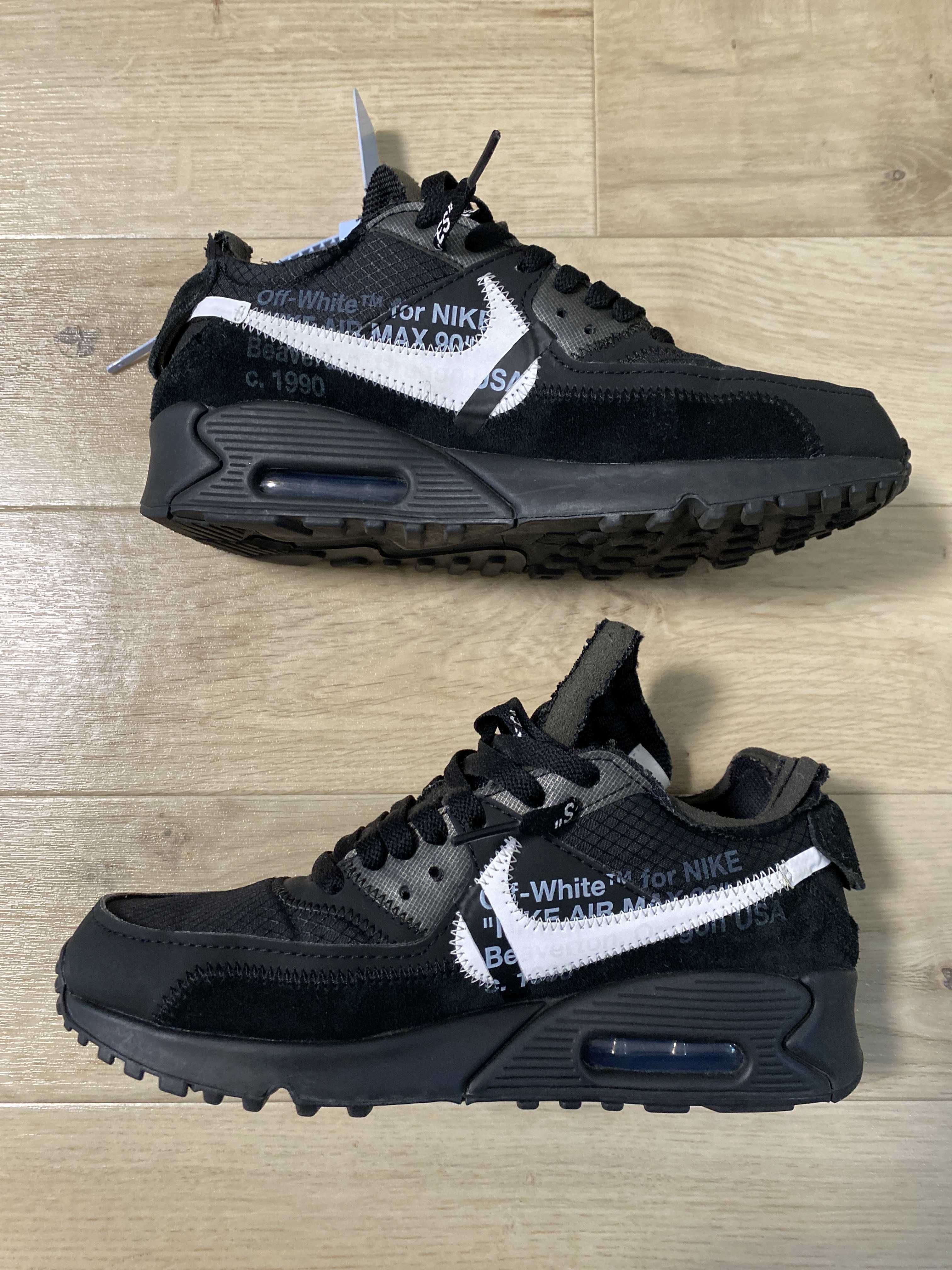 Off-White × Nike Air Max 90 "Black/Black-Cone-White"