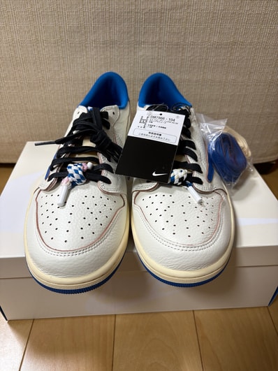 Travis Scott × fragment design × Nike Air Jordan 1 Low OG "Sail/Military Blue"